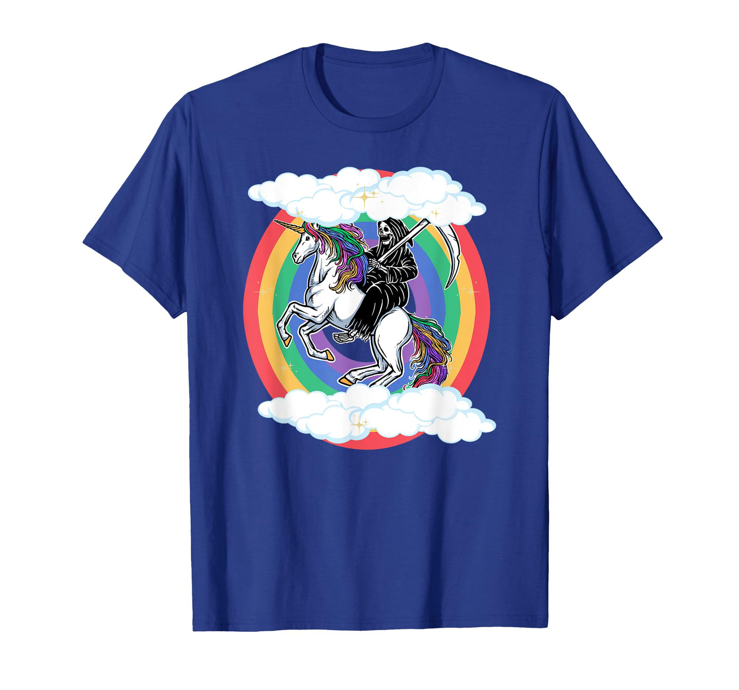 Skeleton Riding Unicorn Funny Unicorns Rainbow Lover Graphic T-Shirt