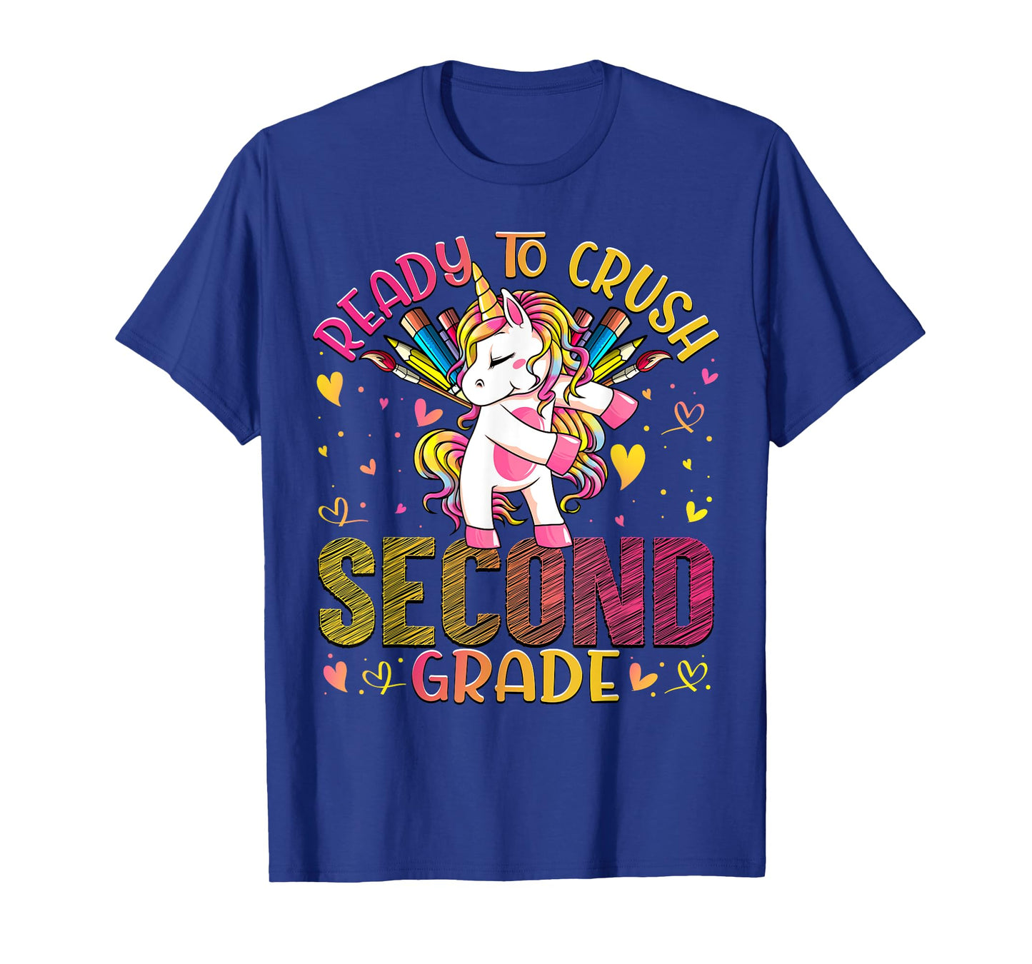 Ready to Crush Second 2nd Grade Back To School Unicorn Kids T-Shirt