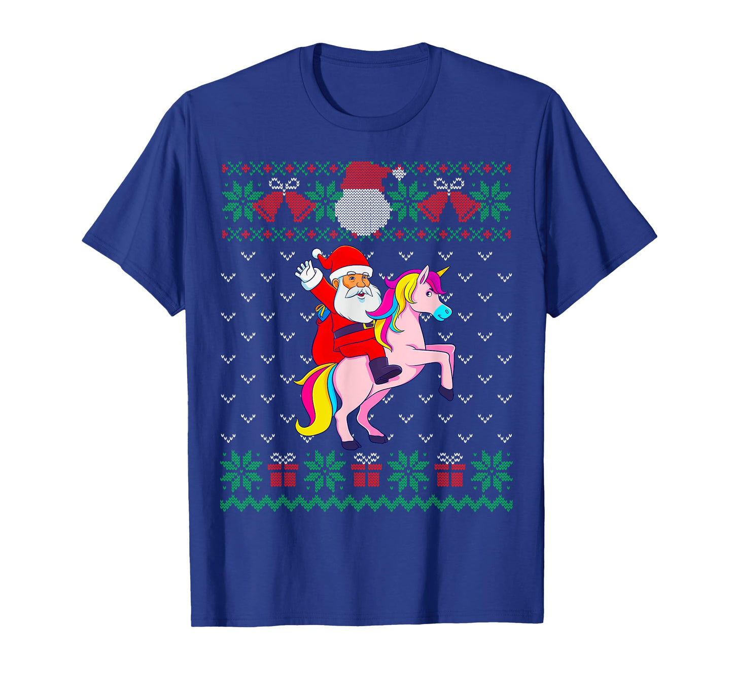 Santa Riding Unicorn, Ugly Christmas Sweater, Women Girls T-Shirt