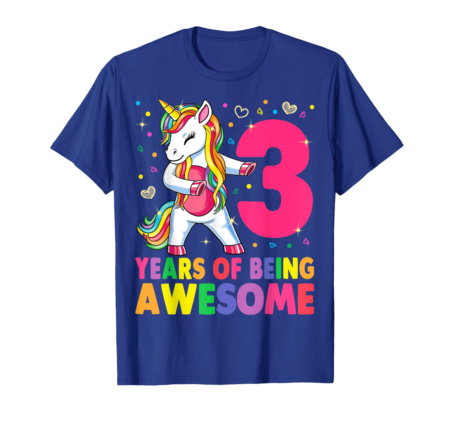 3 Years Old Unicorn Flossing 3rd Birthday Girl Unicorn Party T-Shirt