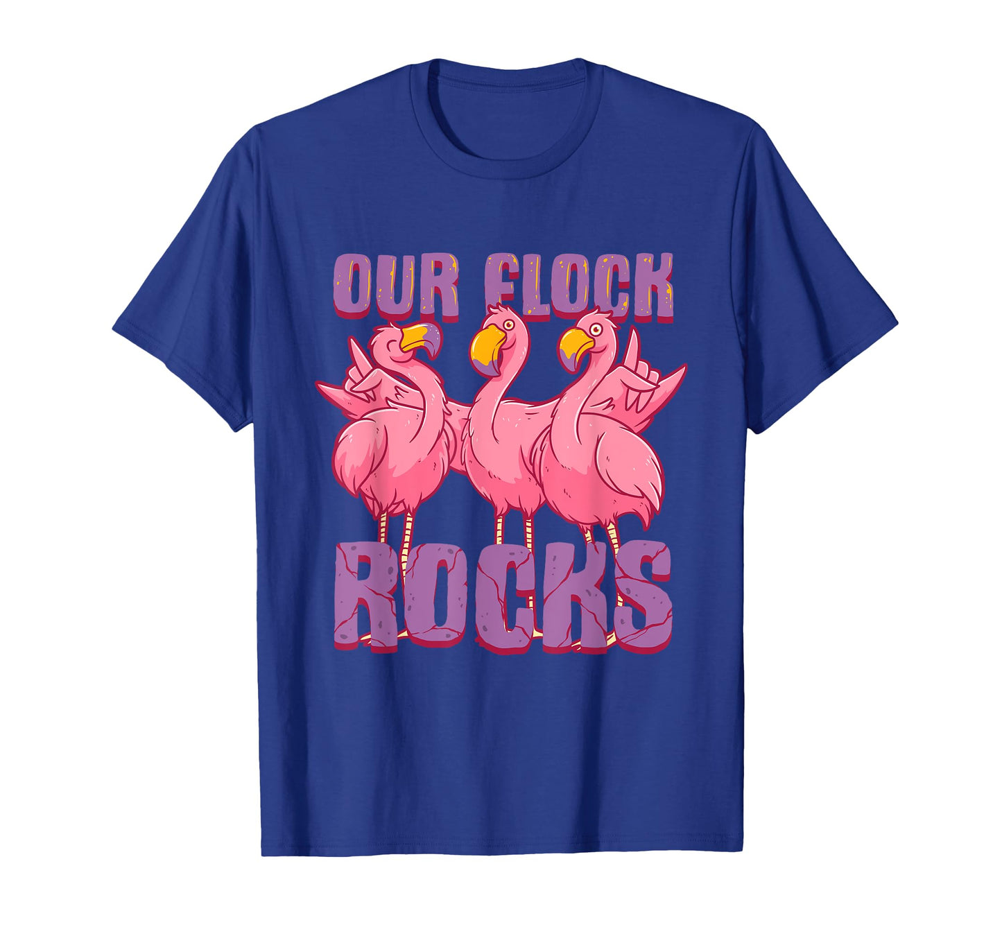 Our Flock Rocks Funny Flamingo Family Vacation Matching T-Shirt