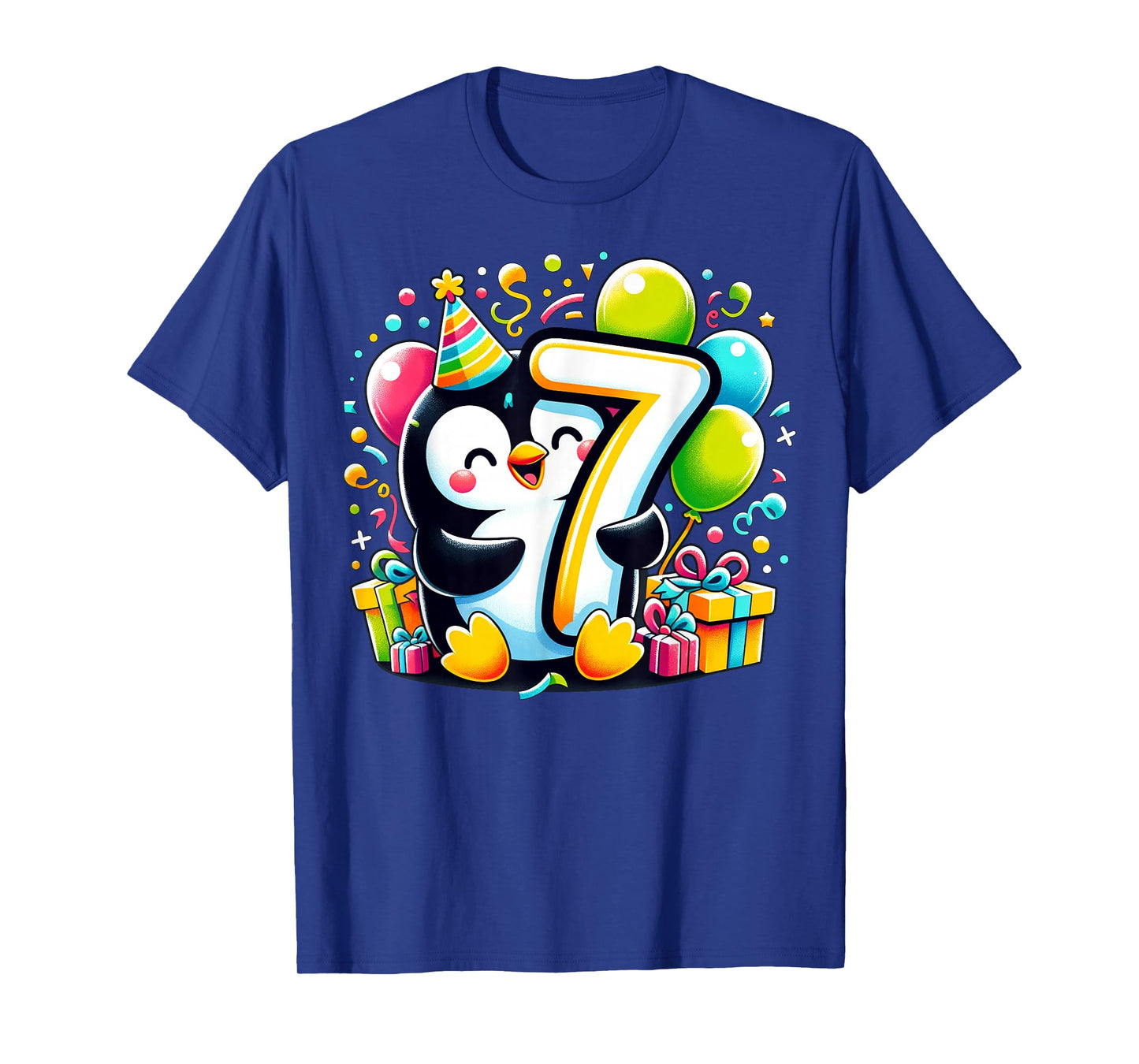 Penguin 7th birthday for boy girl 7 years old seven Penguin T-Shirt