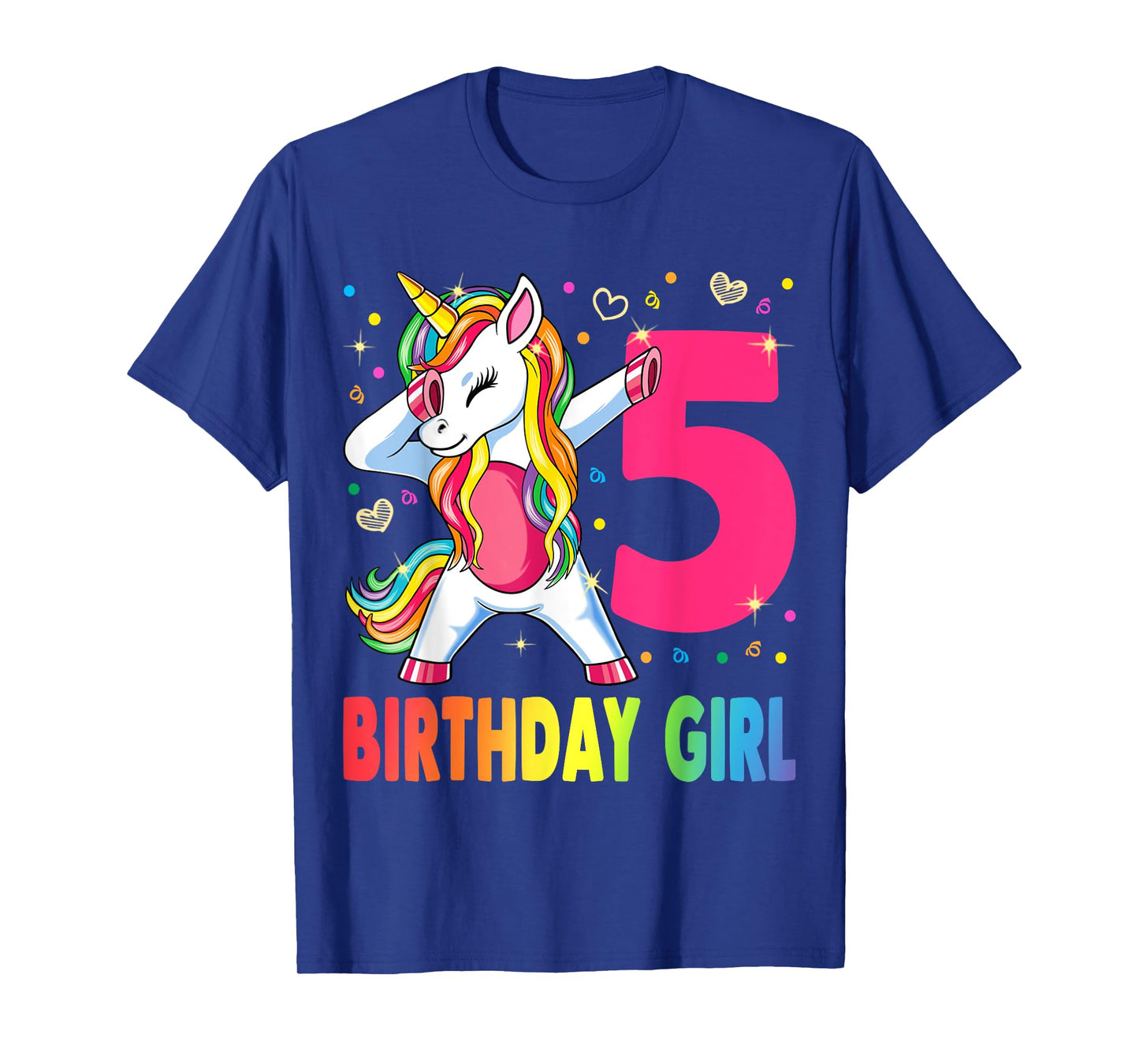 5 Years Old Unicorn Dabbing 5th Birthday Girl Unicorn Party T-Shirt