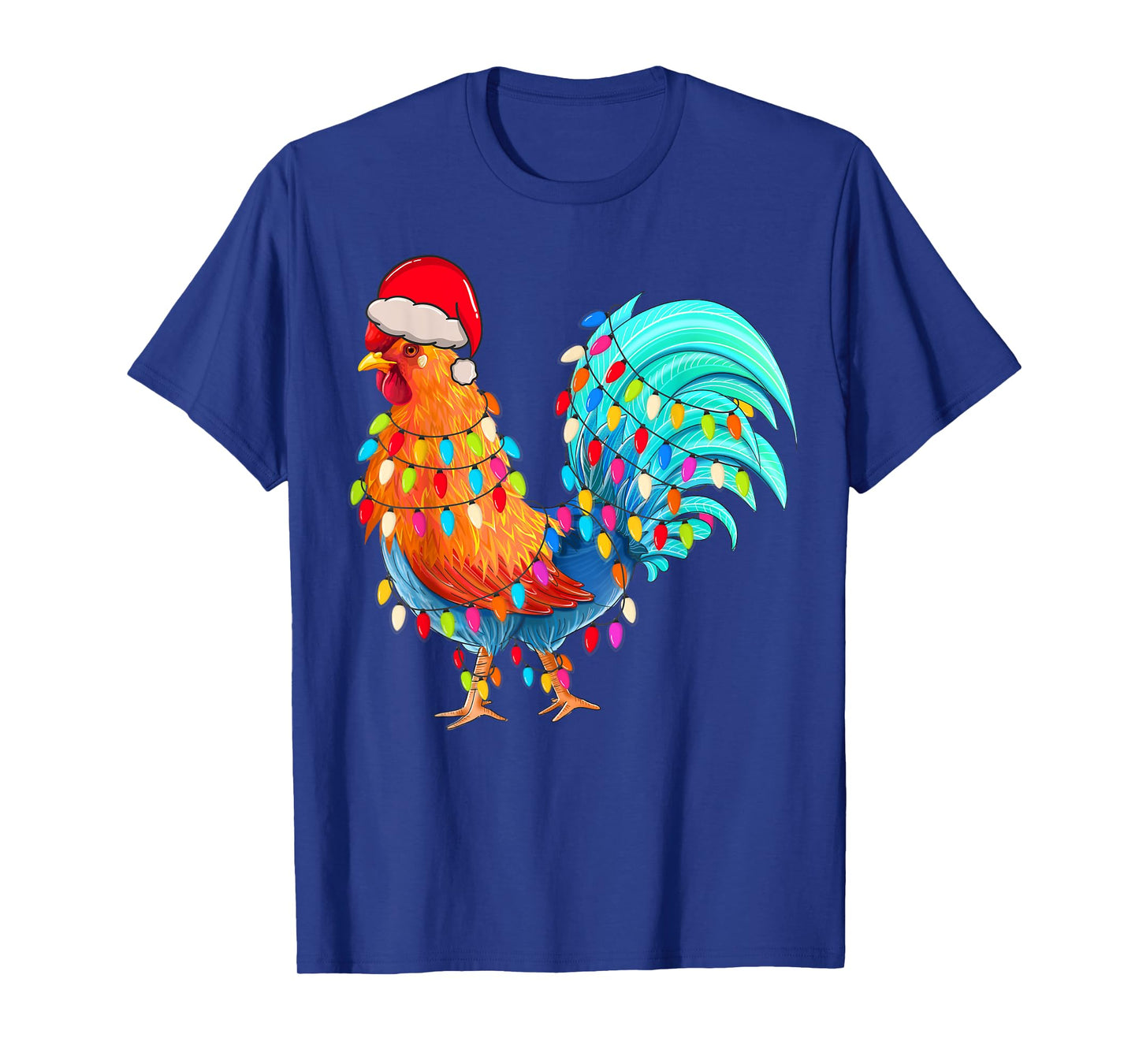 Christmas Lights Chicken Wearing Xmas Hat Chicken Hen Lover T-Shirt