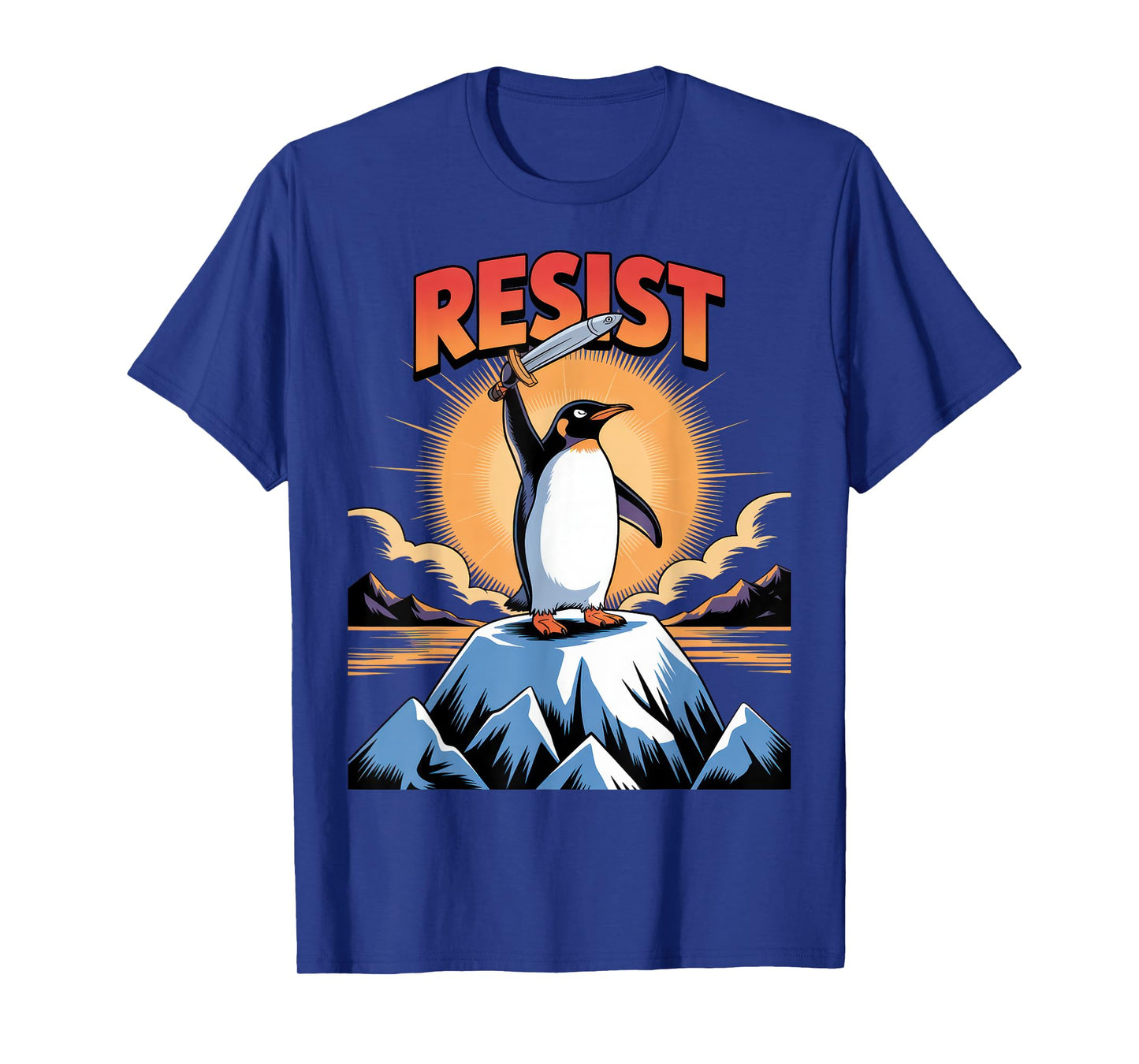 Penguins Protest Against Tariffs Funny Penguin Tariff T-Shirt