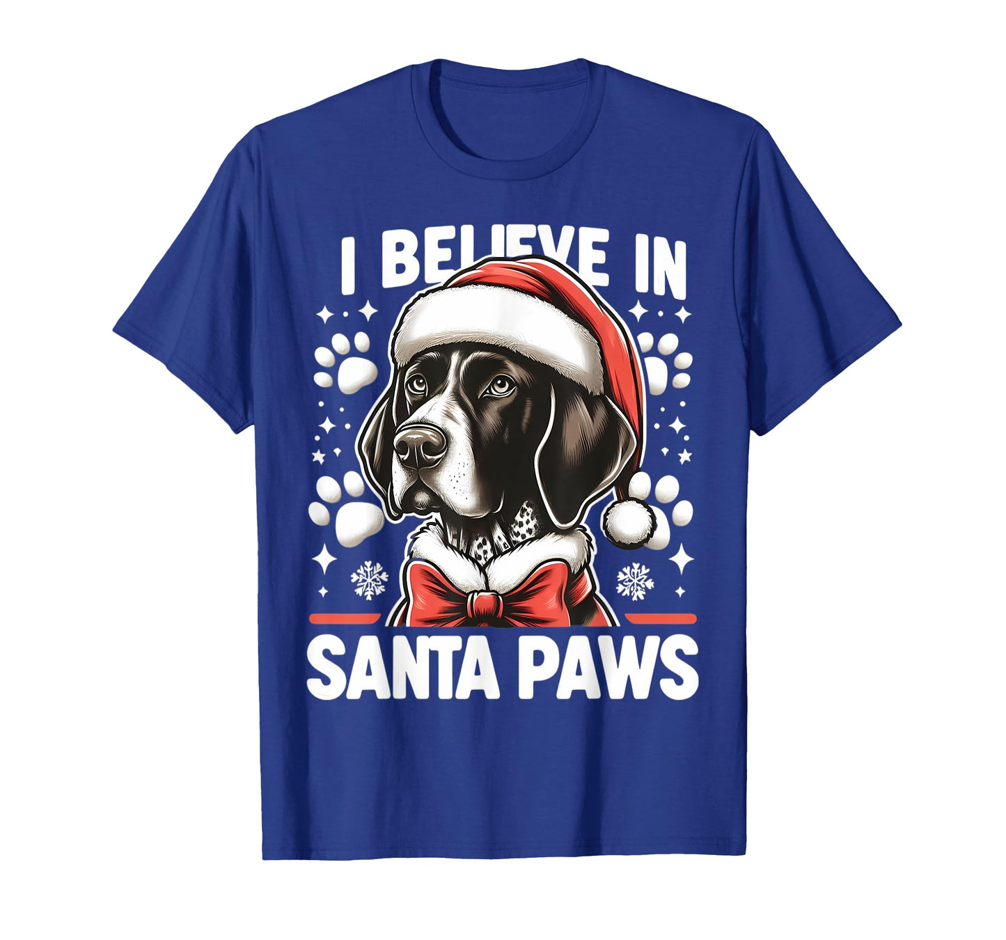 I Believe In Santa Paws German Shorthaired Pointer Christmas T-Shirt