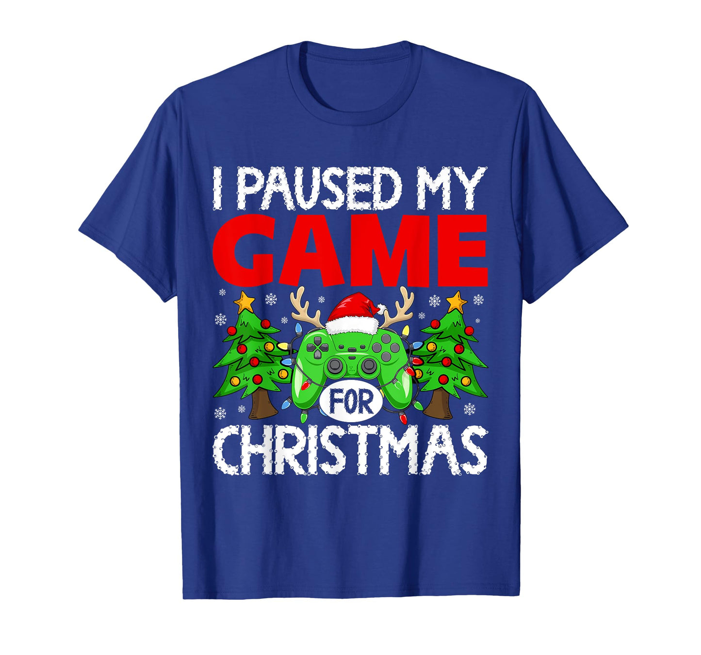 Paused My Game Christmas Gamer Xmas Men Boys Kids Teen T-Shirt