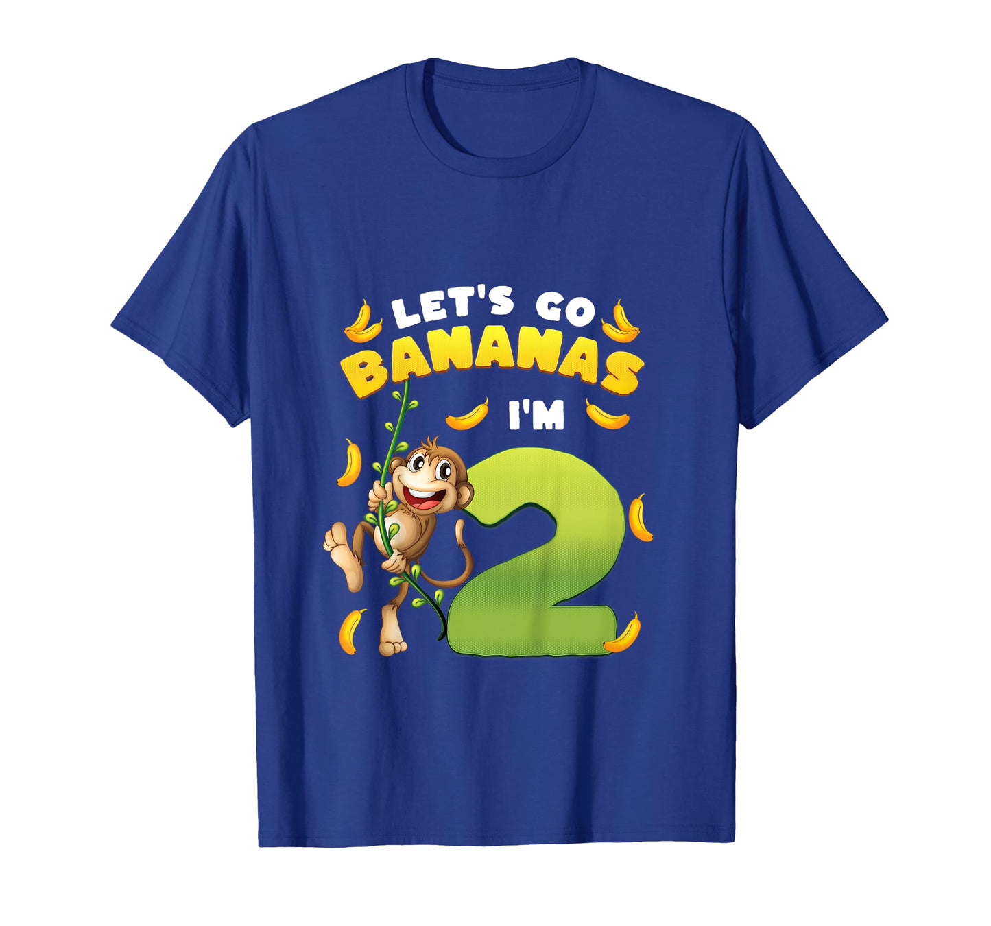 Kids Let's Go Bananas I'm 2 Zoo Animal Jungle Safari 2nd Birthday T-Shirt