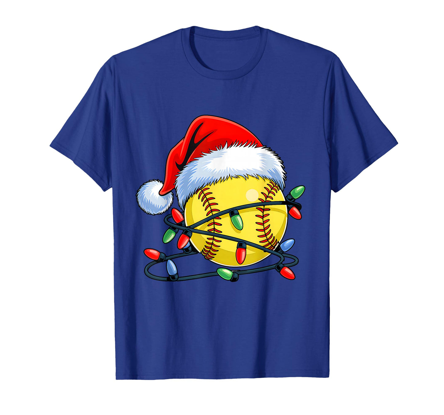 Softball Ball Santa Hat Xmas Funny Christmas Softball Lover T-Shirt