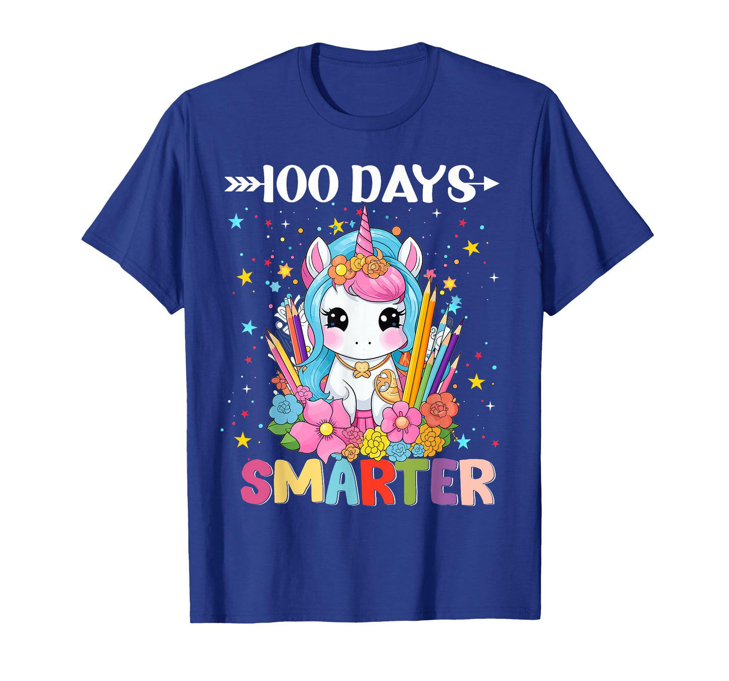 100 Days Smarter Happy 100th Day Of School Unicorn Girls T-Shirt