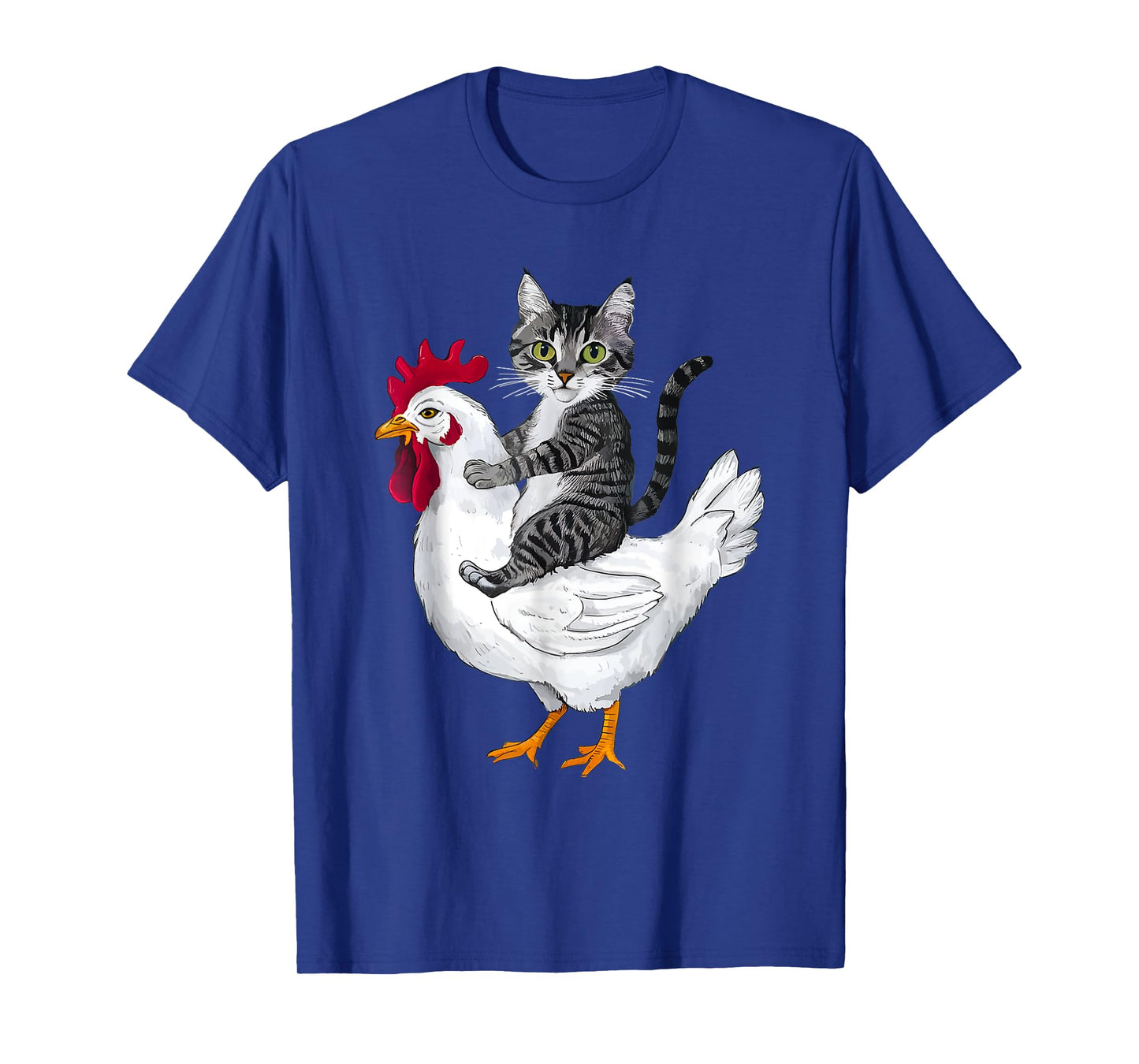 Funny Cat Riding Chicken T-Shirt for Men Women Girls Kids