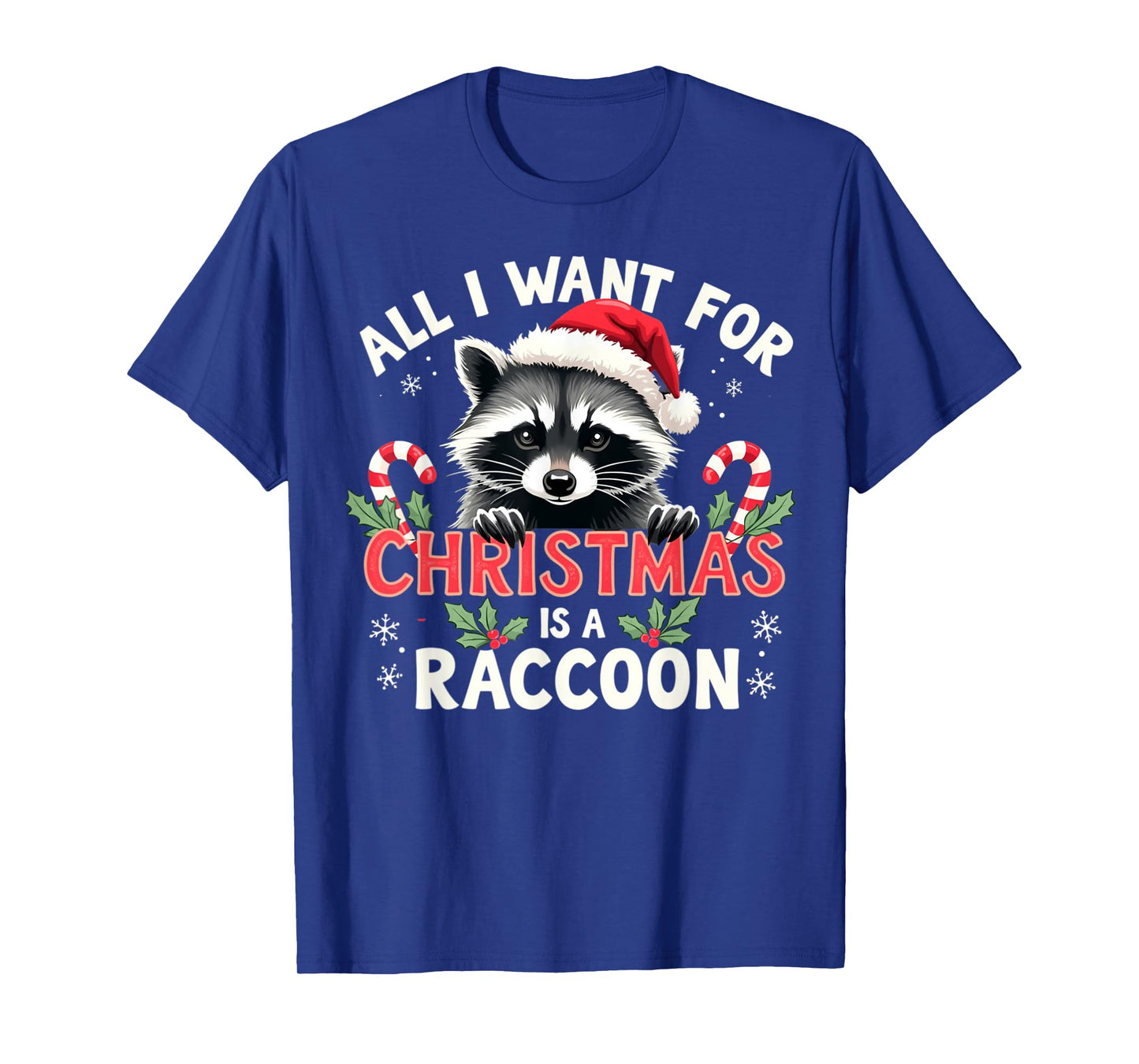 Xmas Lighting Santa I Want For Christmas Is A Raccoon T-Shirt