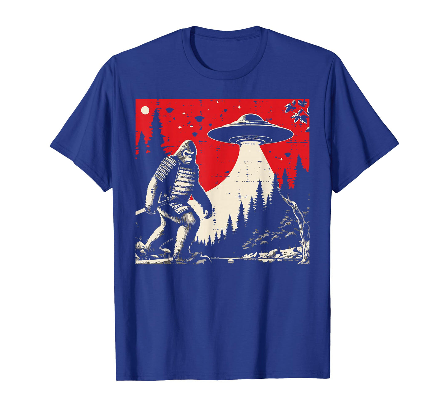 Japanese Bigfoot Samurai UFO Alien Sasquatch Men Women Kids T-Shirt