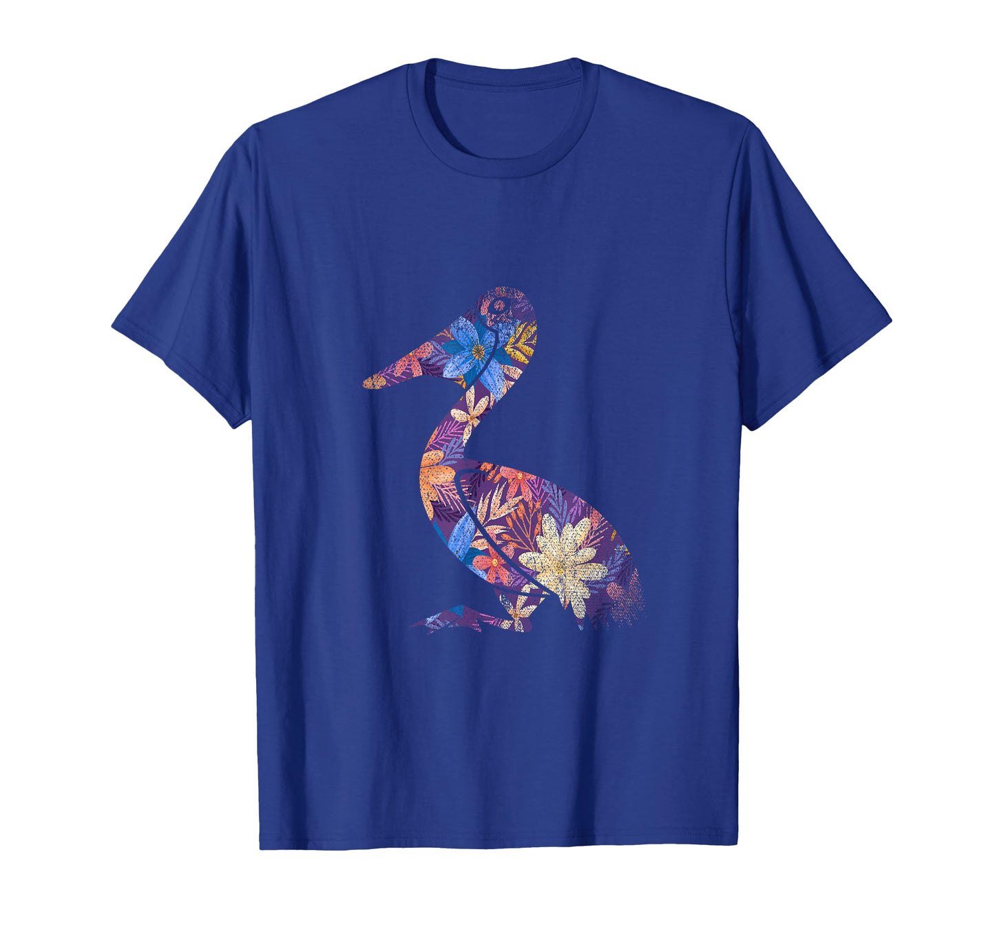 Water Bird Design Pelican Beak Floral Pelican T-Shirt - Unisex-Adults - Black - Small - Short Sleeve - Classic Fit - Cotton 65%, Polyester 35%