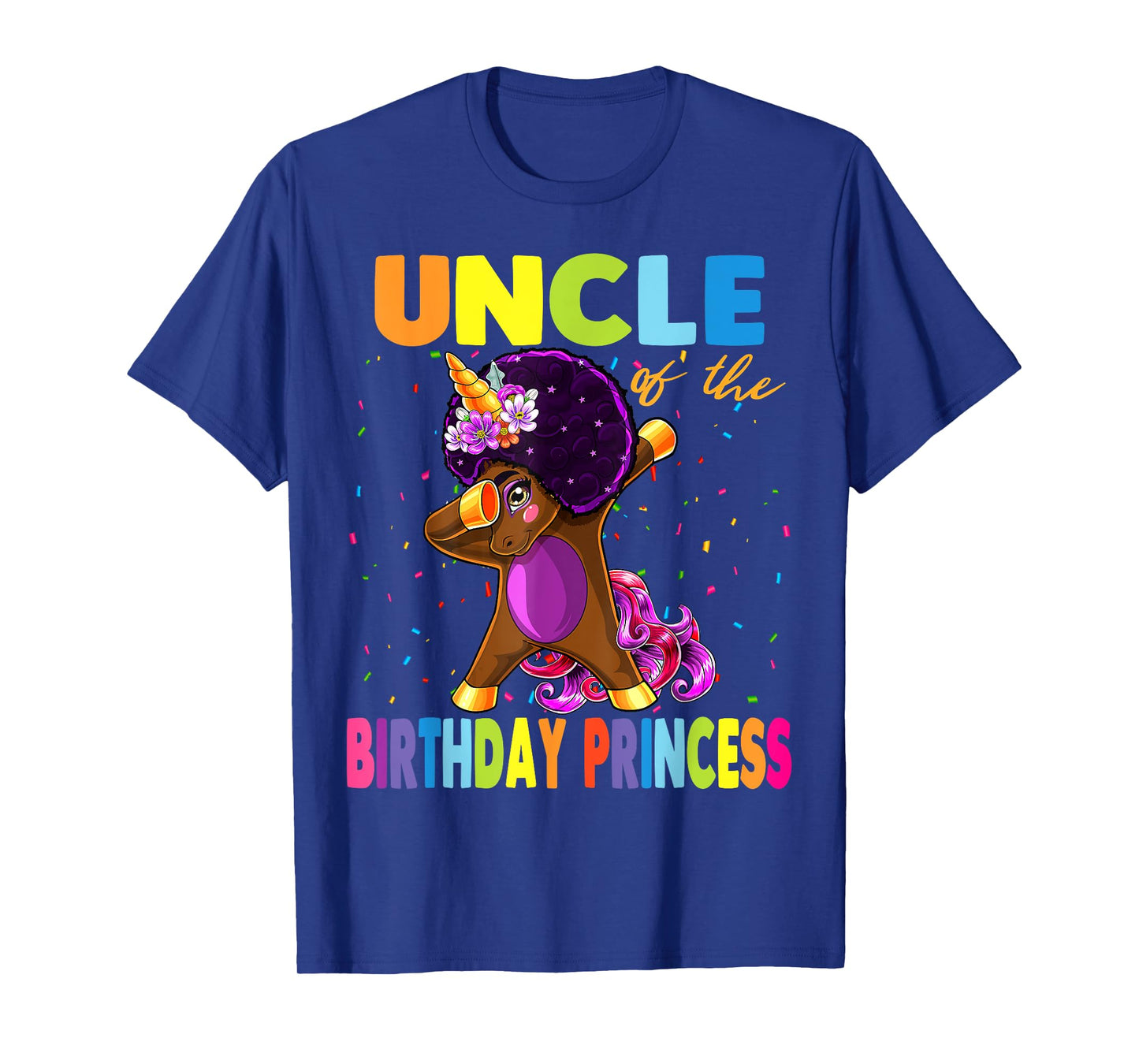 Dabbing Unicorn Afro Uncle of the Birthday Princess T-Shirt