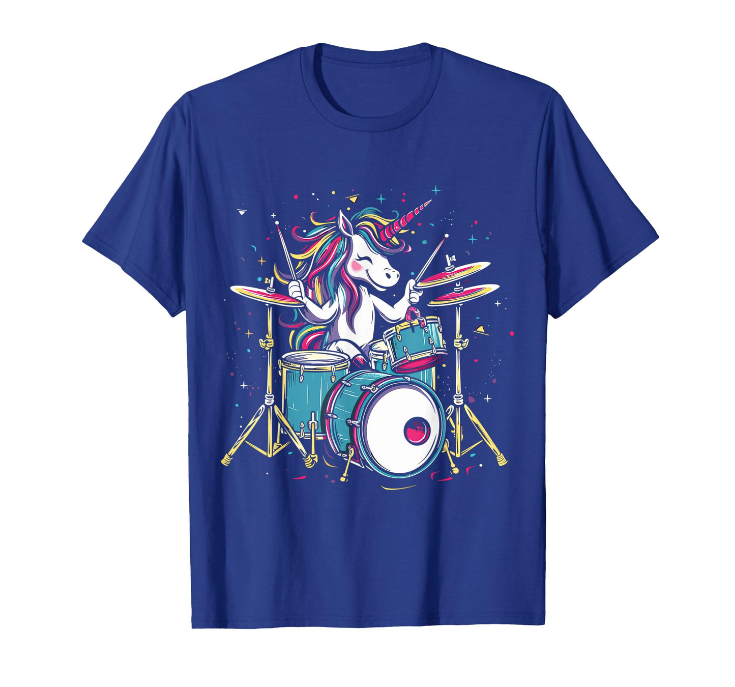 Funny Unicorn Playing Drums Drummer Musician Band Drumming T-Shirt