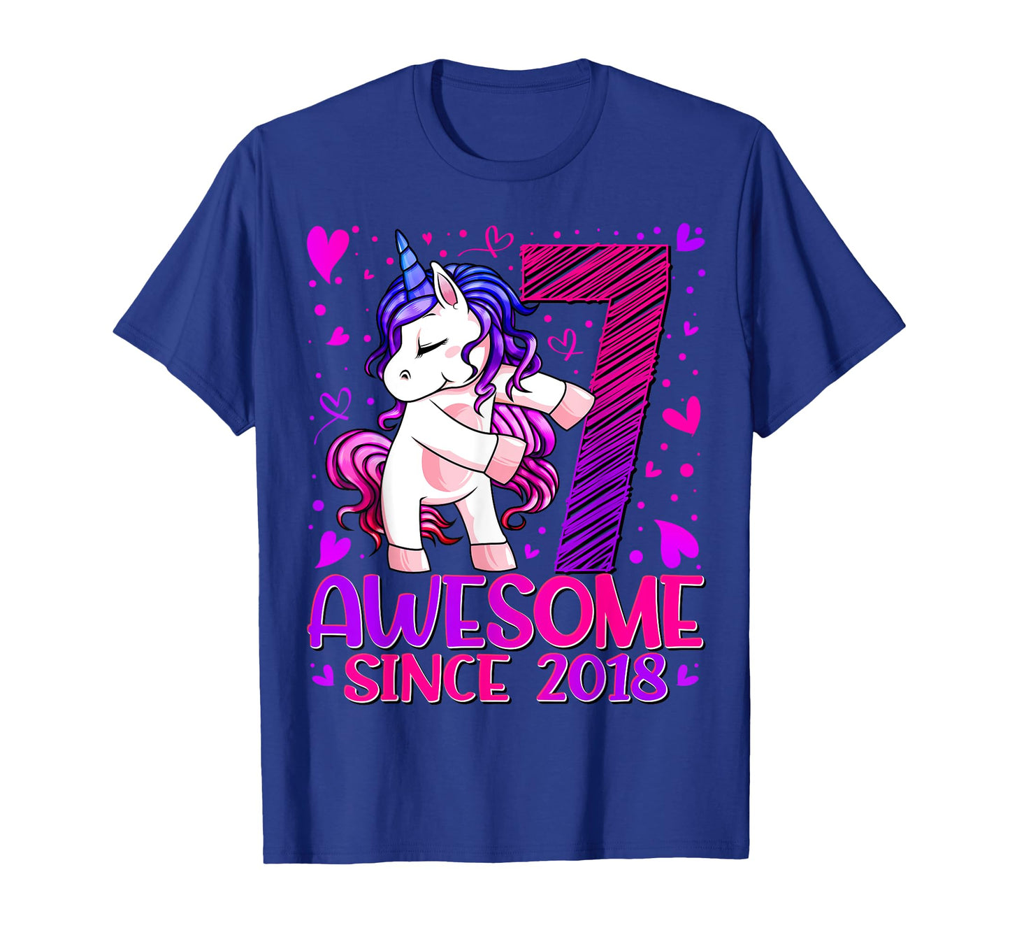 7 Year Old Unicorn Gifts For Girls 7th Birthday Girl Party T-Shirt
