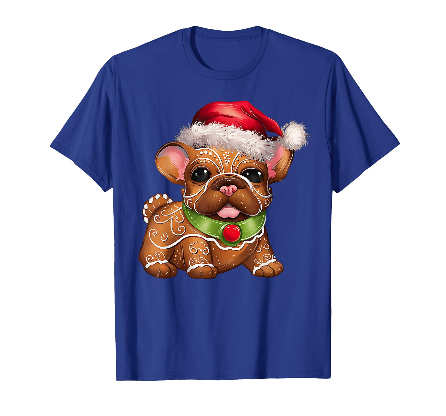 Funny Gingerbread French Bulldog Christmas Womens Mens Kids T-Shirt
