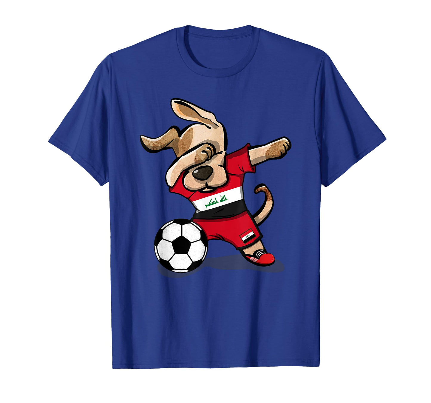 Dabbing Dog Iraq Soccer Fans Jersey Iraqi Football Lovers Men Women Girls Kids T-Shirt