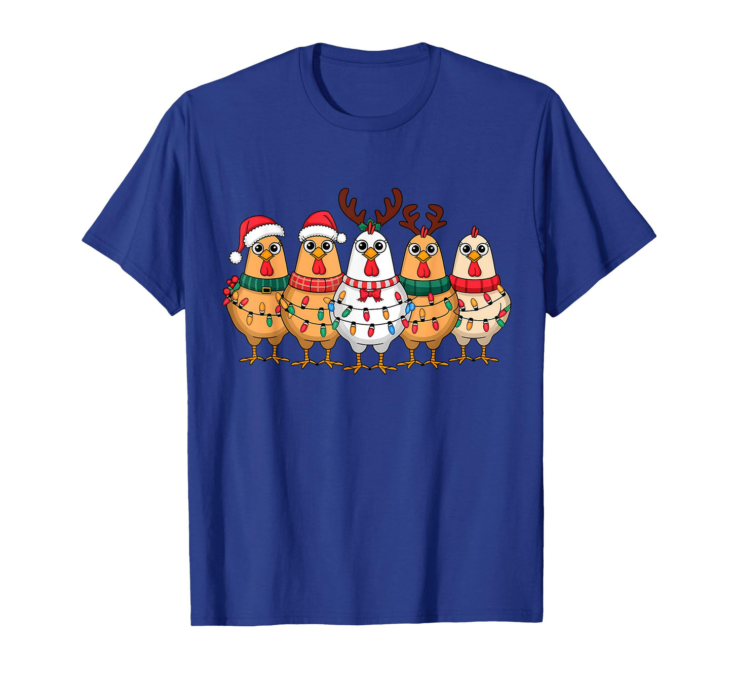 Funny Chicken Christmas Lights Farm Animal Cute Xmas Holiday T-Shirt