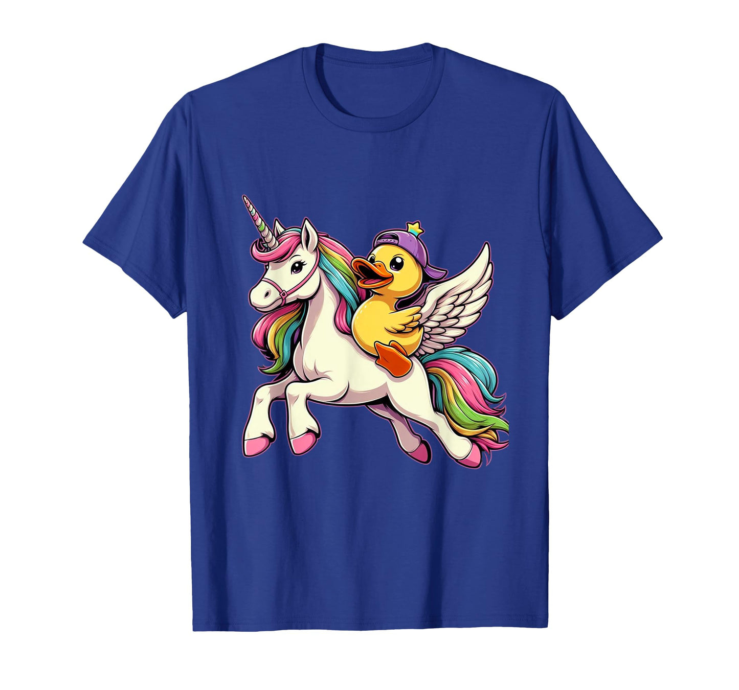 Duck Riding A Unicorn Boys Girls Men Women Kids Adults T-Shirt
