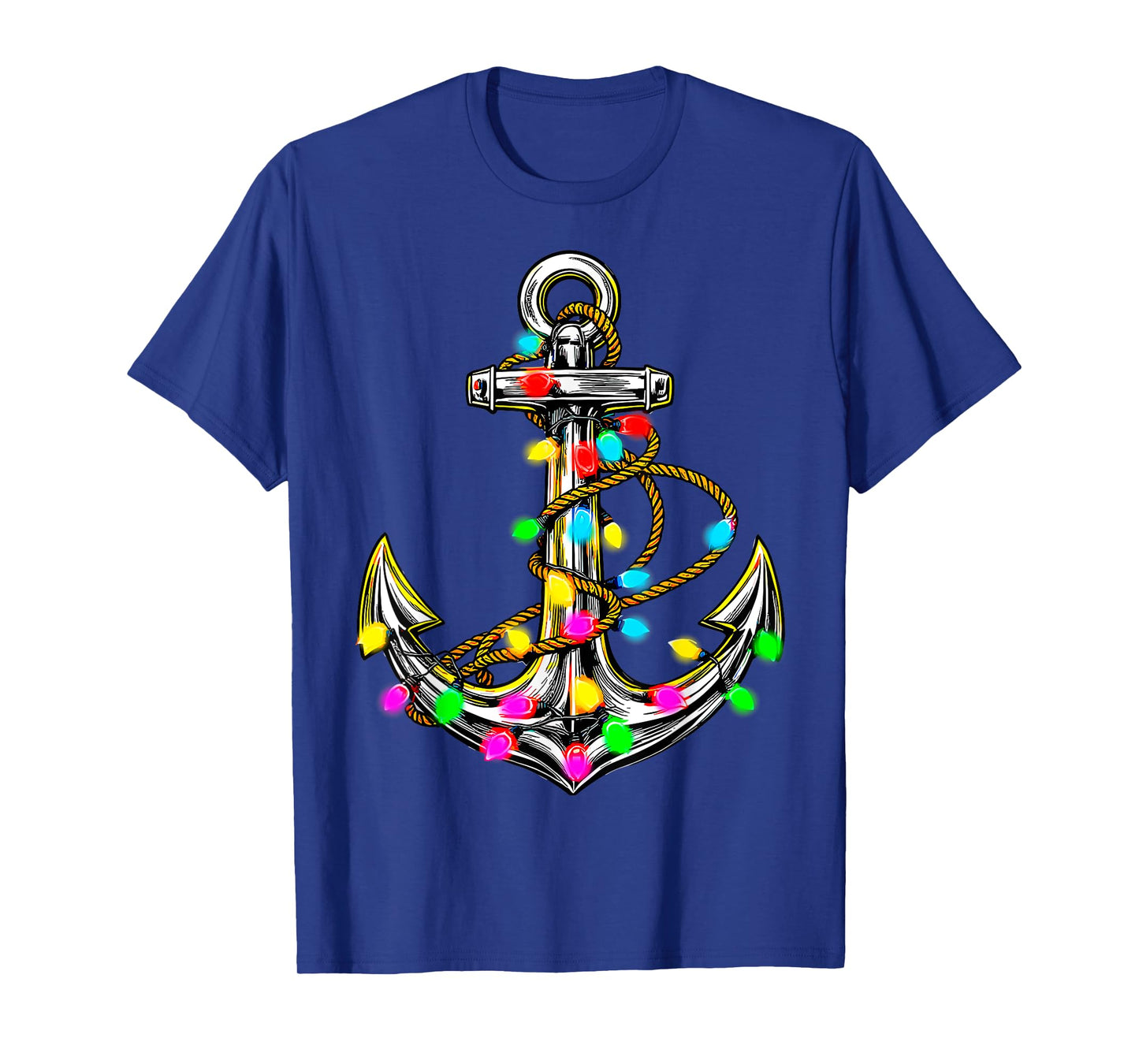 Anchor Christmas Tree Lights Sailor Boat Captain Xmas Tee T-Shirt