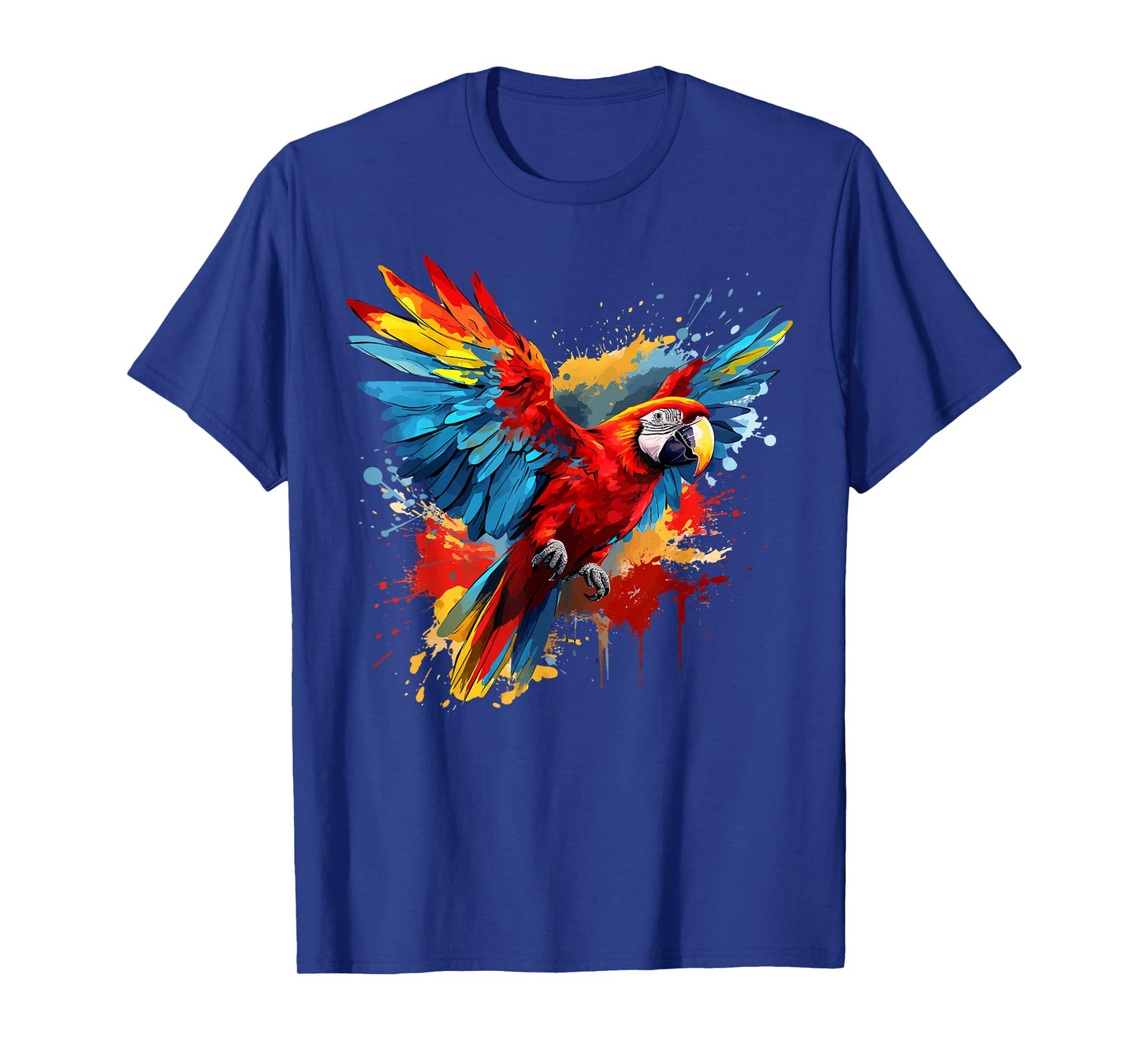 Splash Art Scarlet Macaw Parrot Lover Colorful T-Shirt