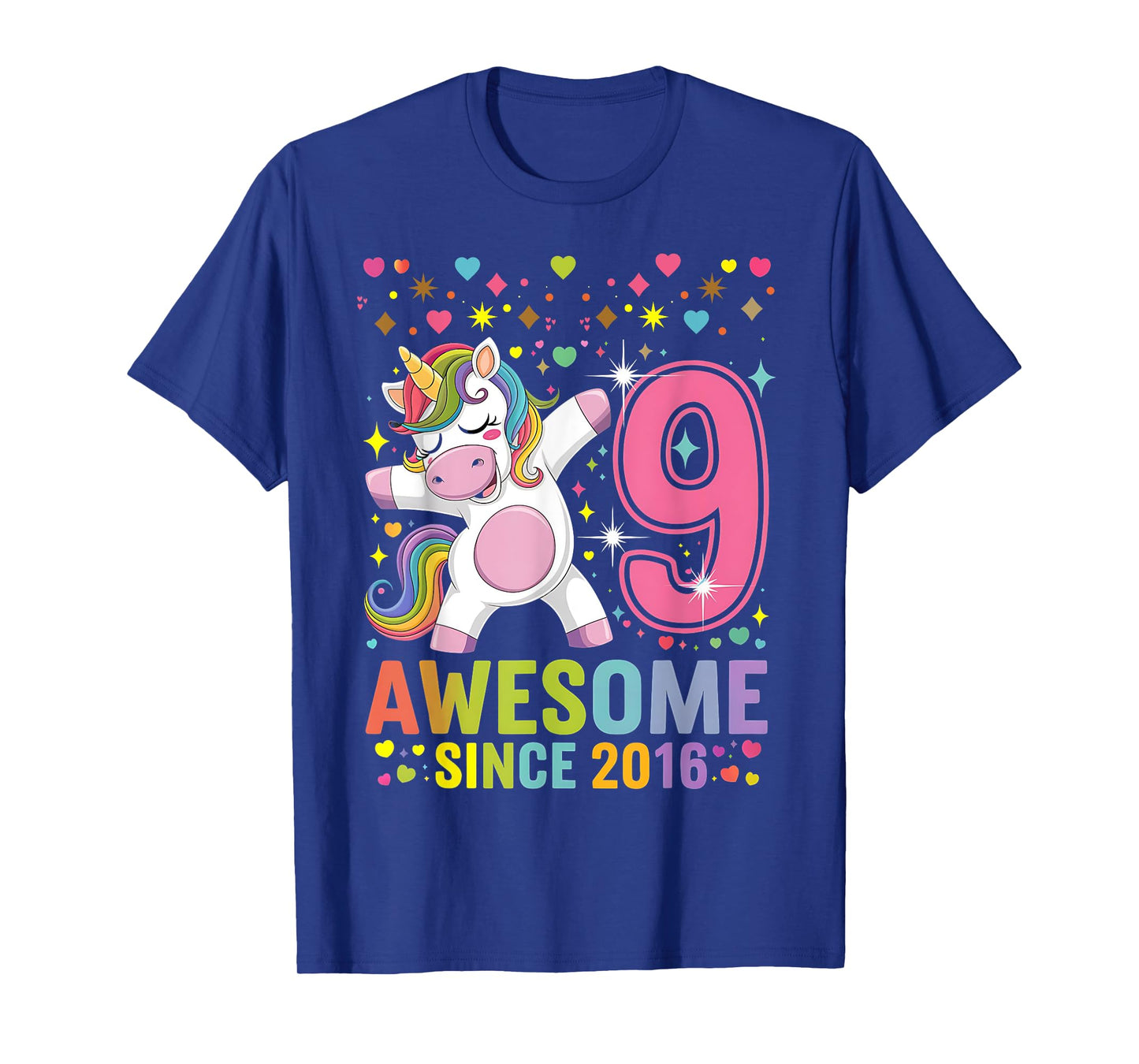 9 Years Old Unicorn Flossing 9th Birthday Unicorn Party Girl T-Shirt
