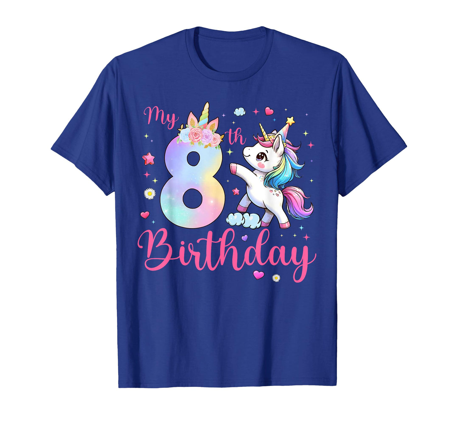 Cute Unicorn 8 Years Old My 8th Birthday Unicorn Girl Kids T-Shirt