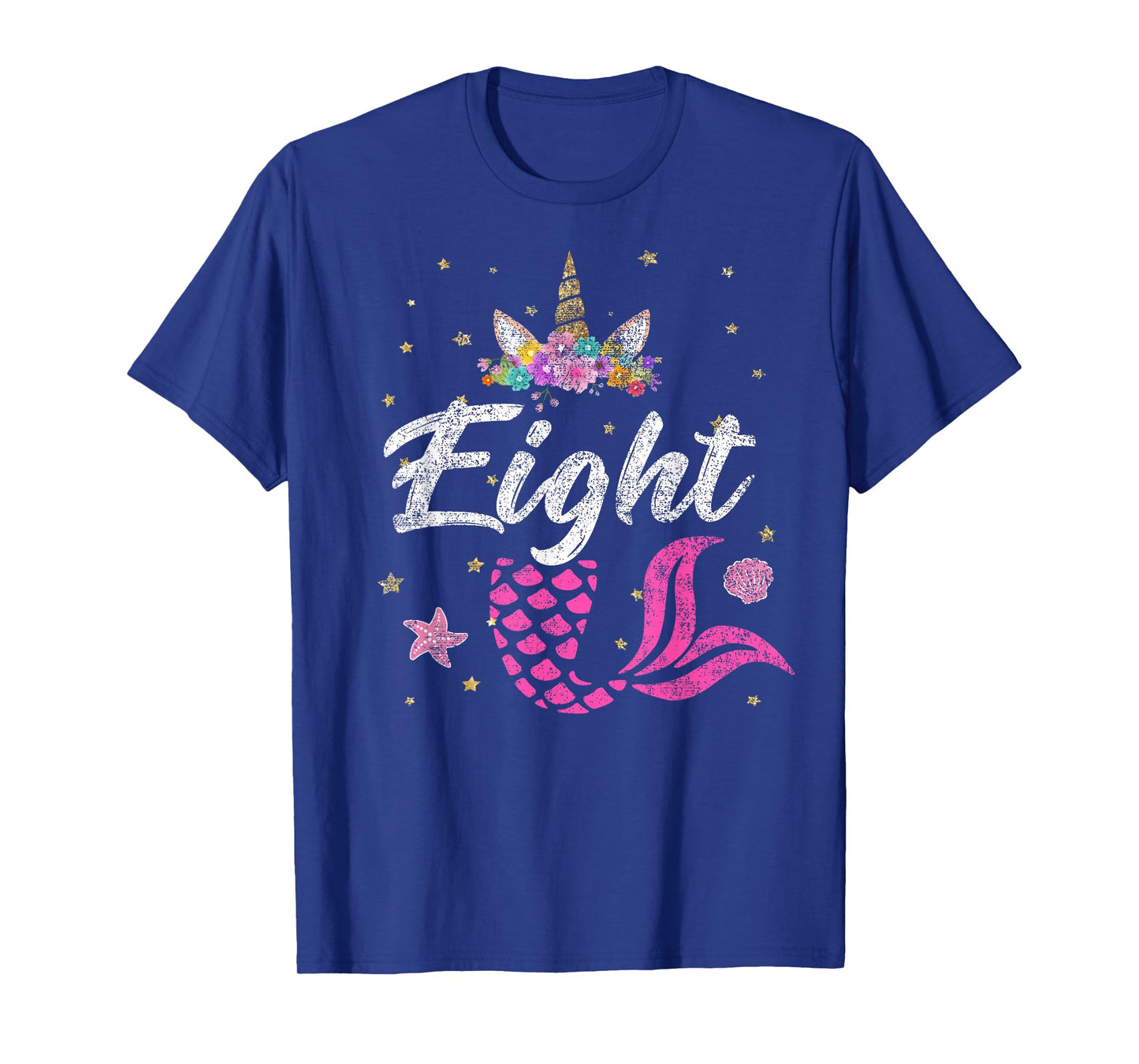8th Birthday Girl Unicorn Shirt Mermaid Tail 8 Years Old T-Shirt