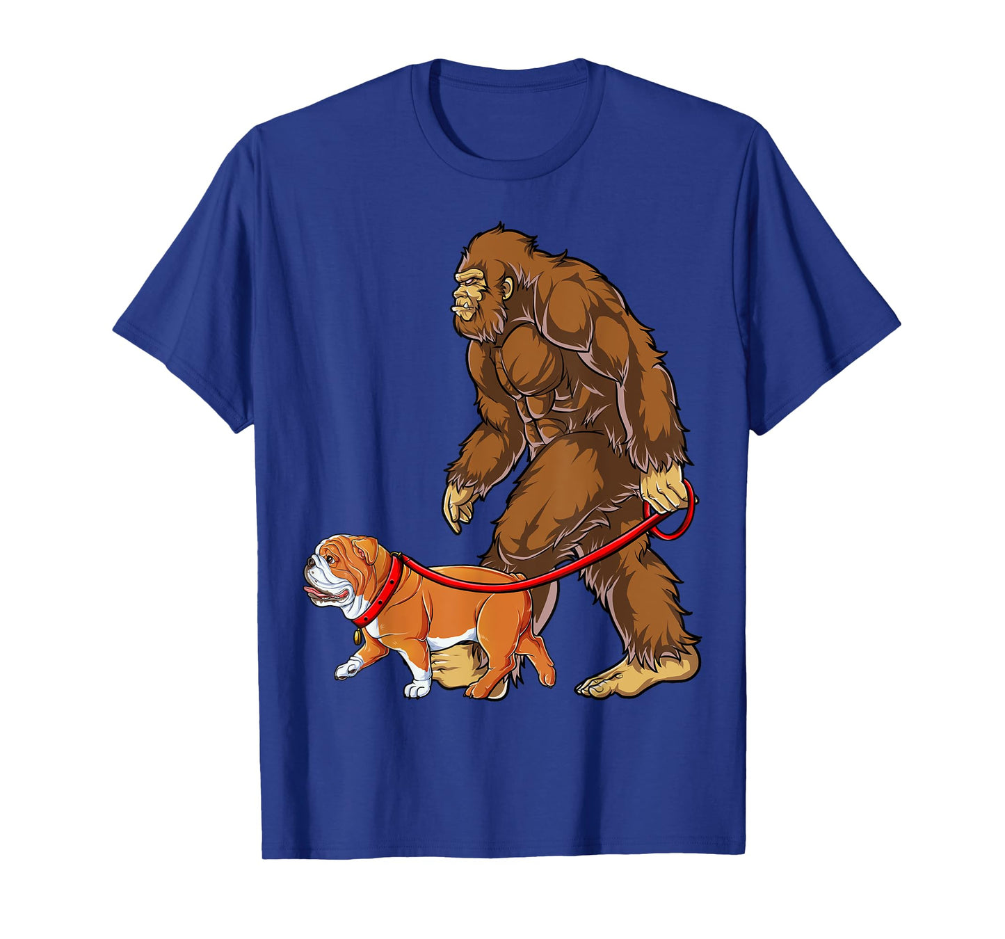 Bigfoot Dog Walk English Bulldog T shirt Sasquatch Kids Men T-Shirt