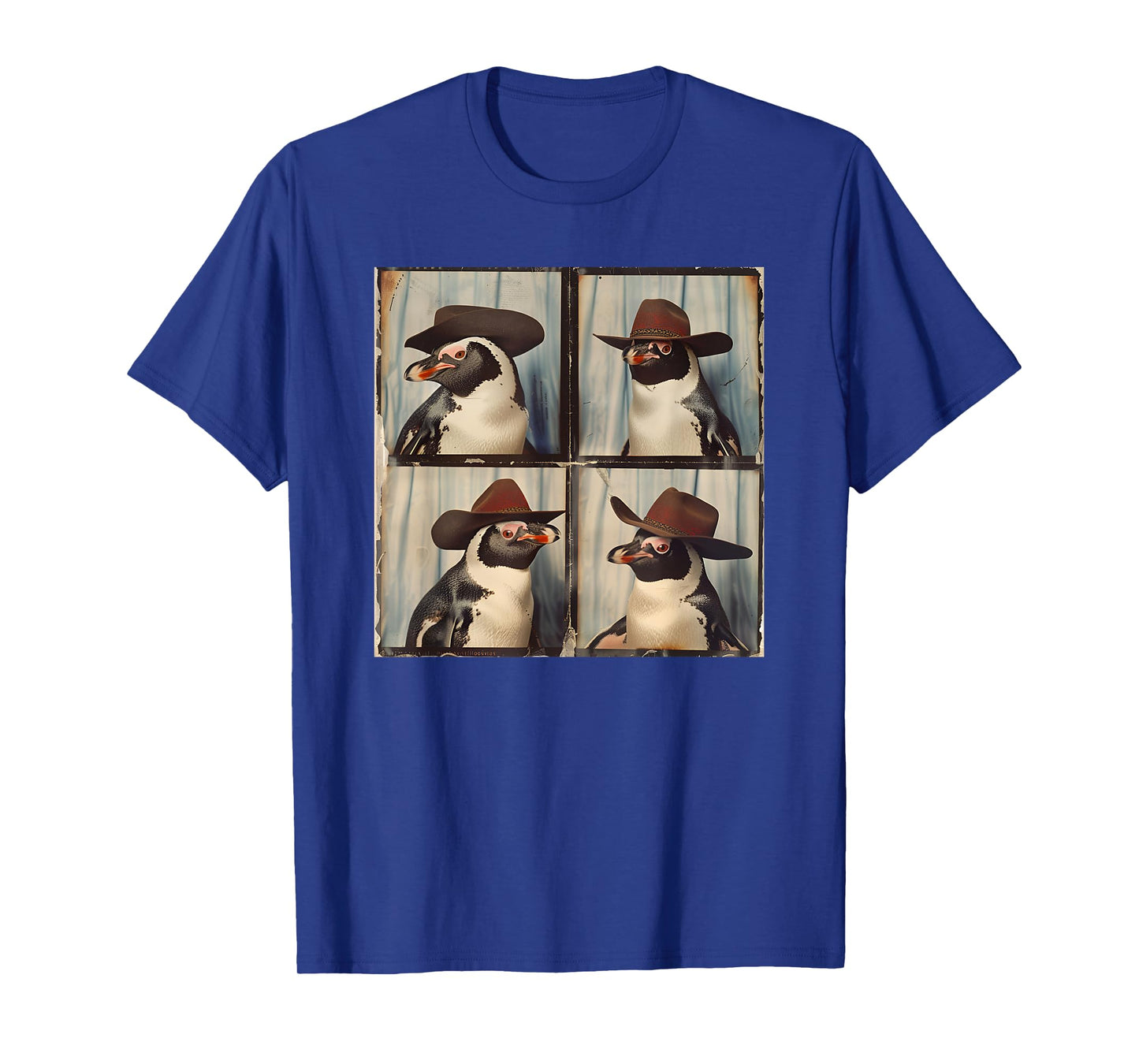 Penguin In Hat Funny Zoo Animal Photobooth Penguin Cowboy T-Shirt