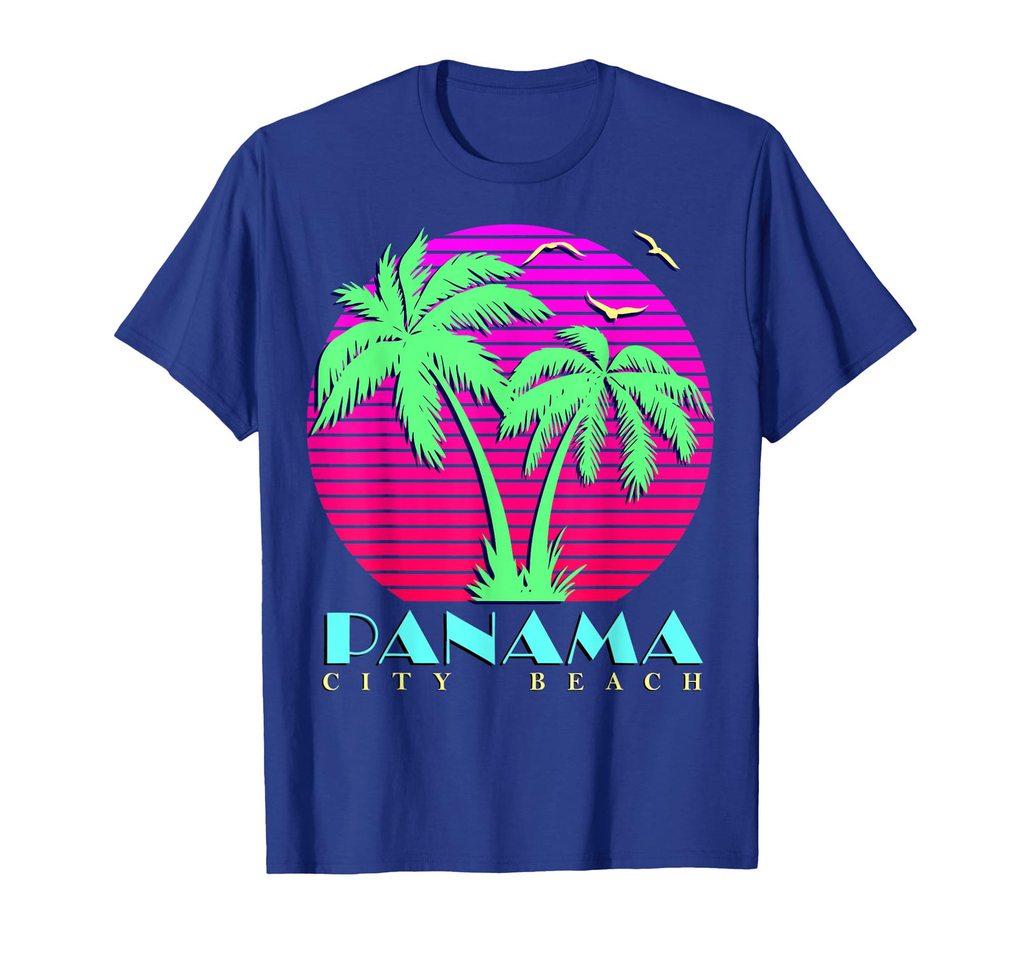 Panama City Beach 80s Palm Trees Summer Sunset sun T-Shirt