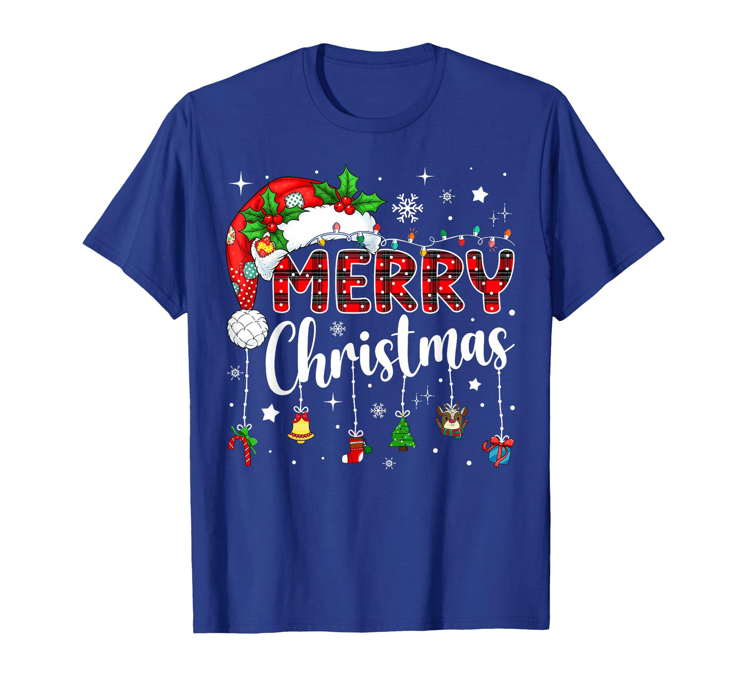 Merry Christmas Red Santa Hat Reindeer Xmas Matching Family T-Shirt