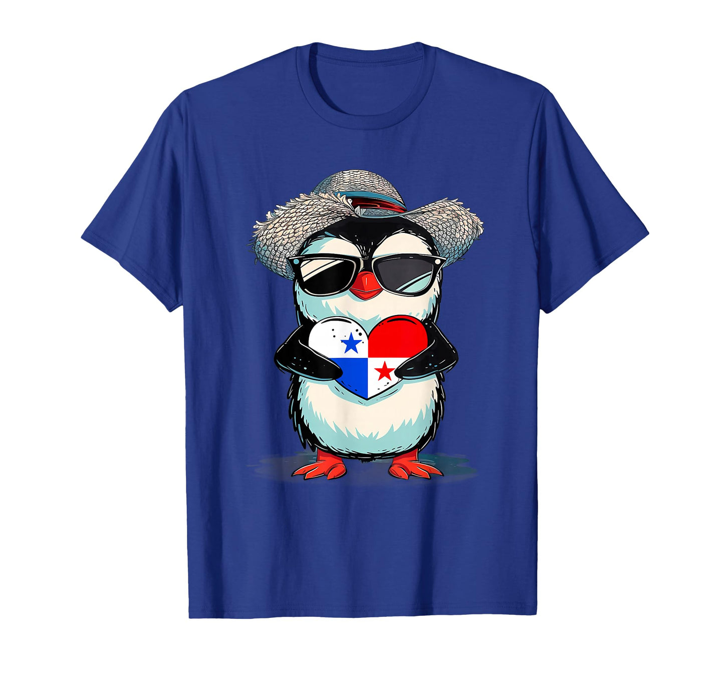 Panama Cute Penguin Heart Panamanian Roots Panamanian Flag T-Shirt