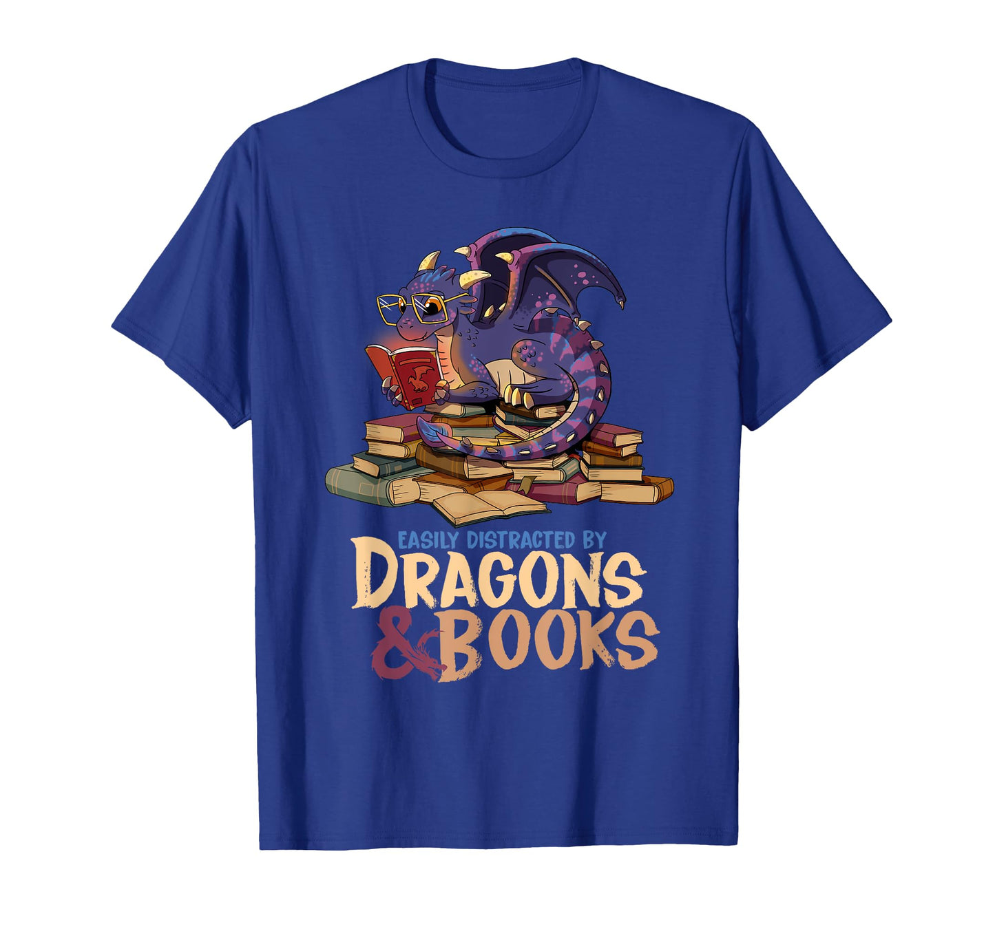 Easily Distracted By Dragons And Books Dragon Book Lover T-Shirt