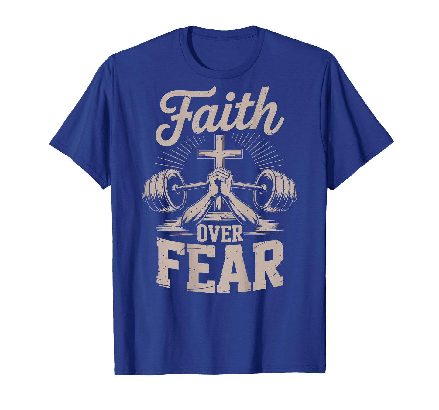 Men's Faith Over Fear Christian Workout Gym Jesus Christ T-Shirt