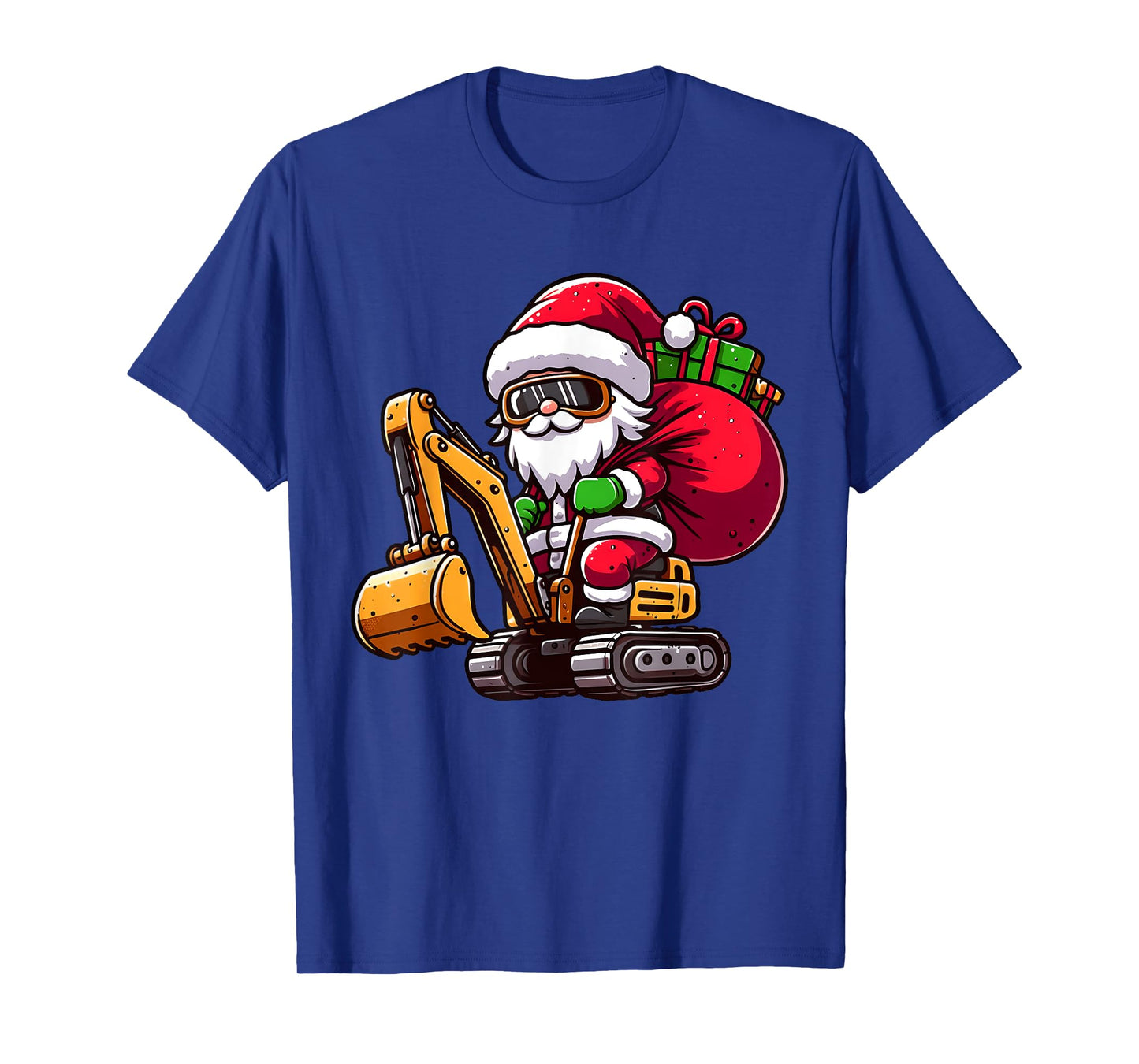 Christmas Santa Claus Driving Excavator Construction Pajama T-Shirt