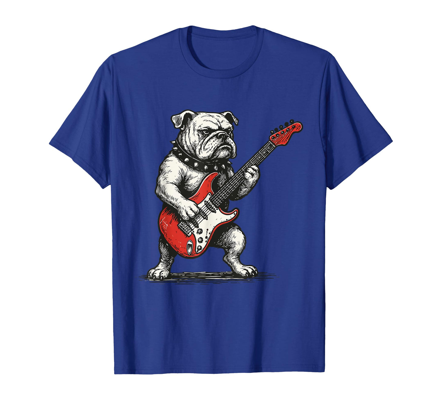 Rockin' Bulldog Electric Guitar Vintage Rock Dog Music Funny T-Shirt