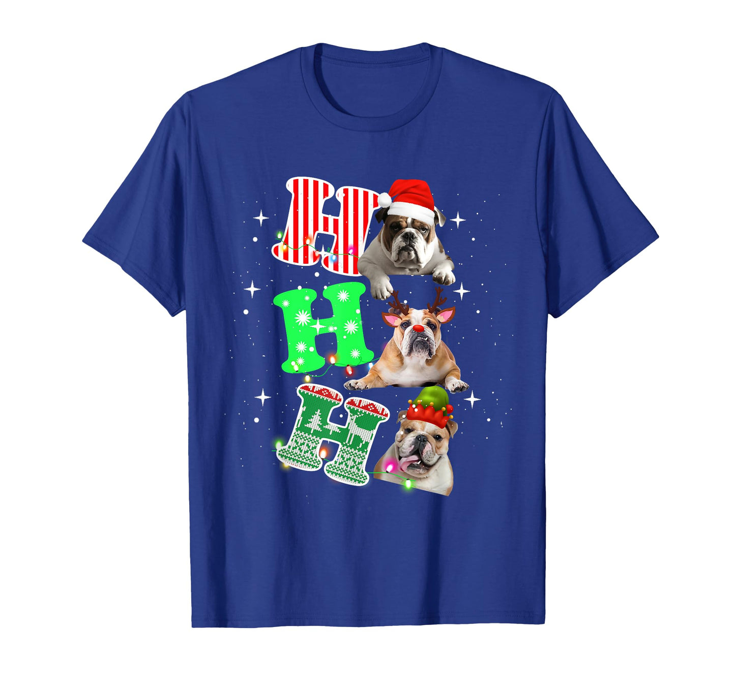 Ho Ho Ho English Bulldog Santa reindeer Christmas Men Women Kids T-Shirt