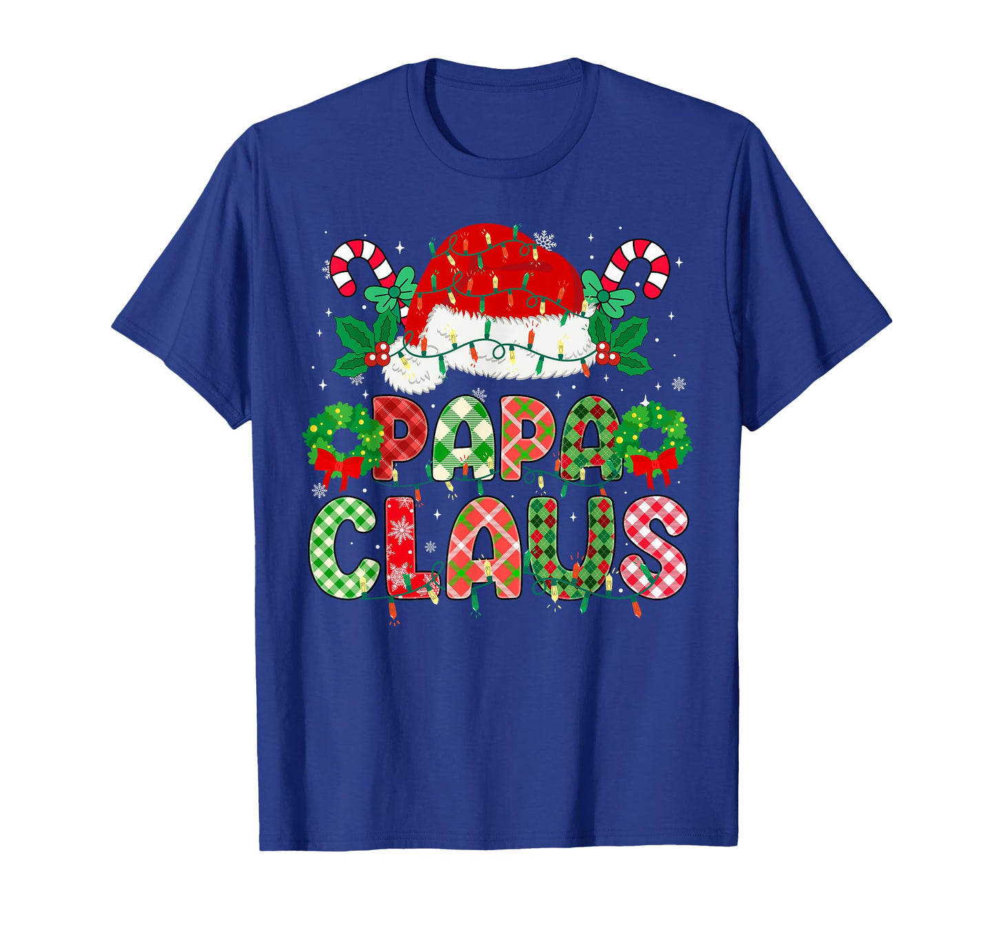 Papa Claus Christmas Lights Pajama Family Matching Grandpa T-Shirt