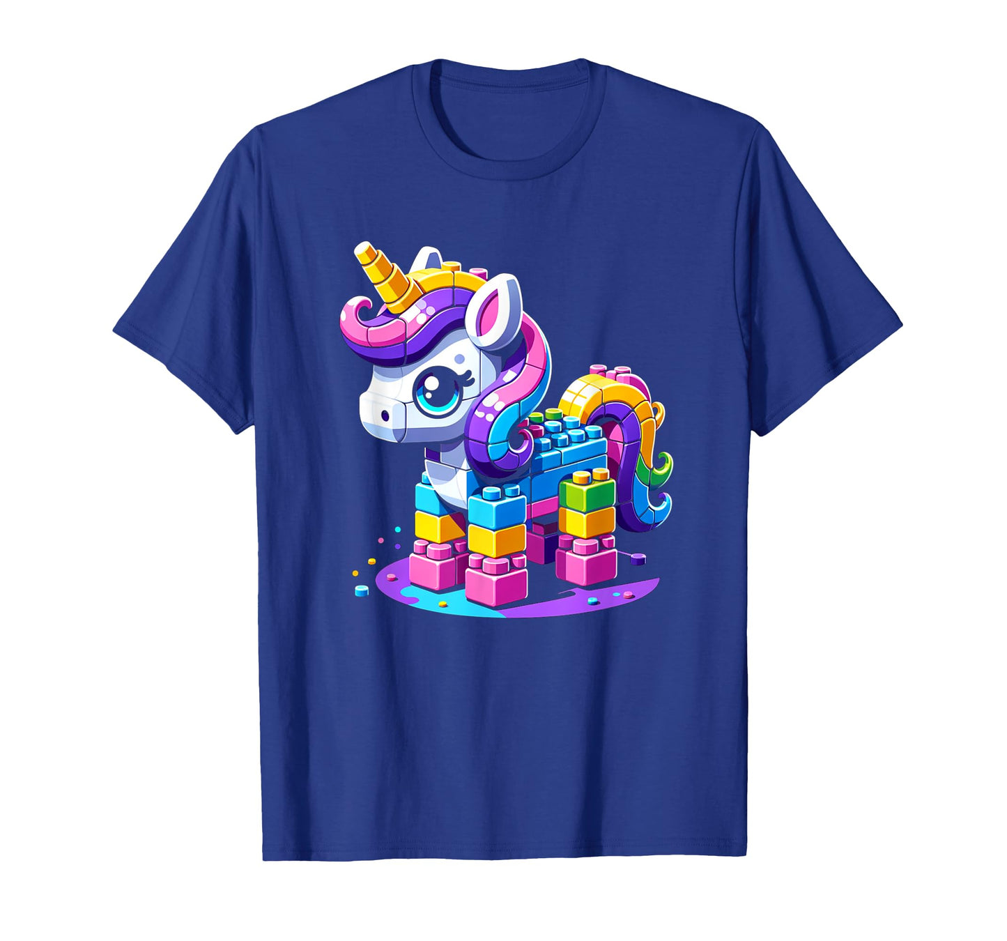 Block Building Unicorn Lover Master Builder Bricks T-Shirt