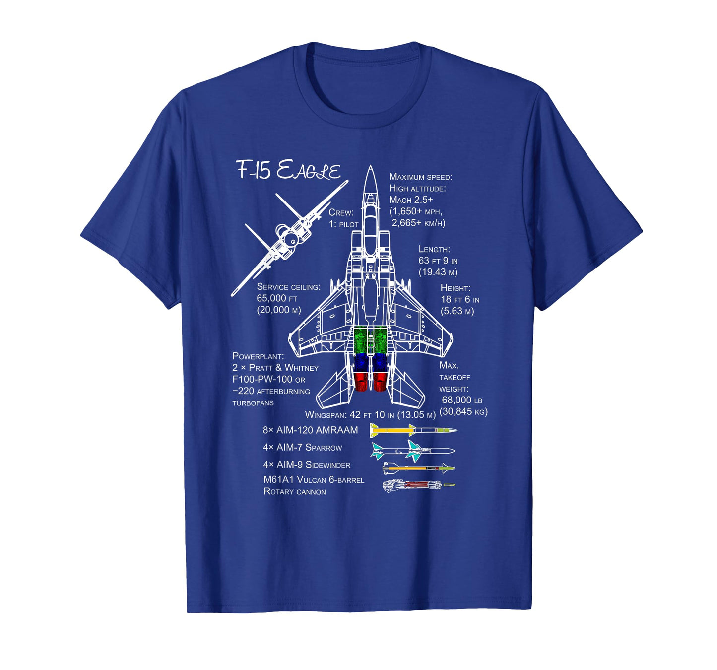 F-15 Eagle Specs T-Shirt TShirt Shirt Military Fighter Jet T-Shirt