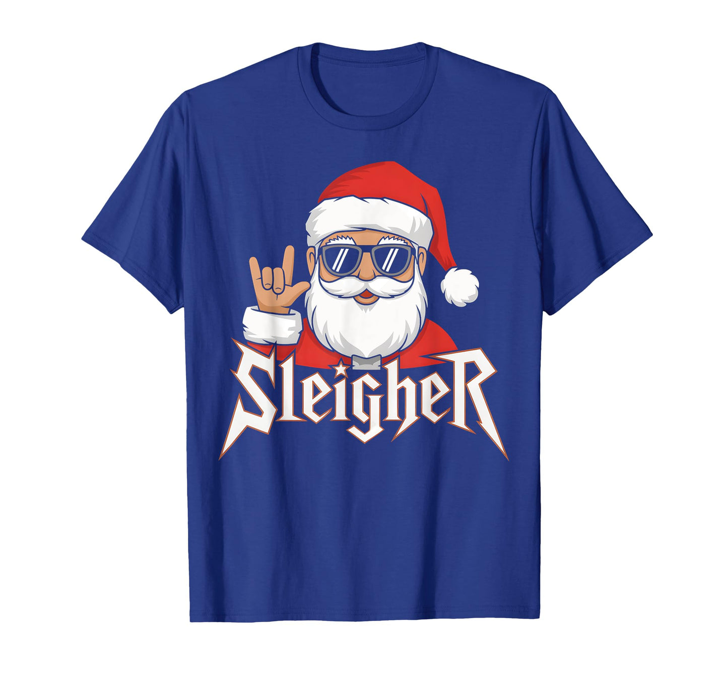 Sleigher Santa Claus Funny Rock Music Santa Claus Christmas T-Shirt