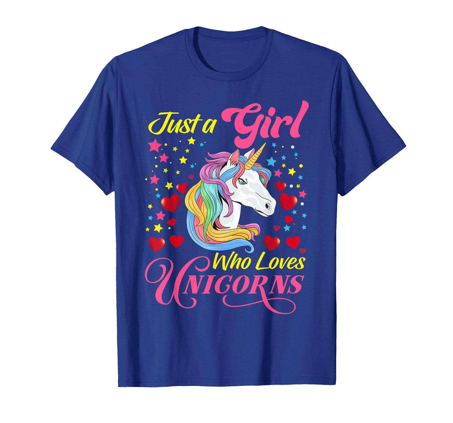Funny Just a Girl Who Loves Unicorns Girls Women and Moms T-Shirt