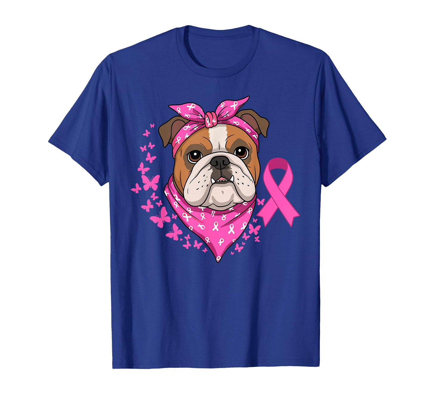 English Bulldog Breast Cancer Ribbon Dog Awareness Month T-Shirt