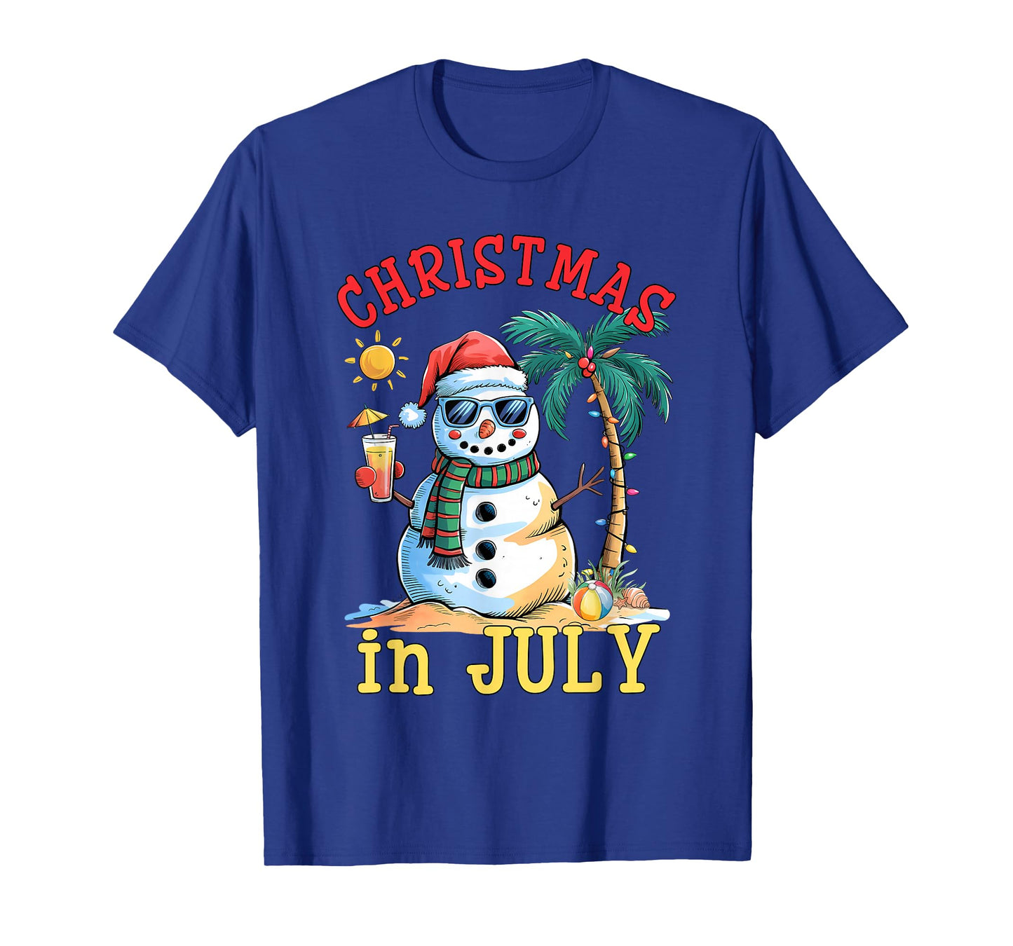 Christmas In July Snowman Summer Beach Vacation Xmas T-Shirt