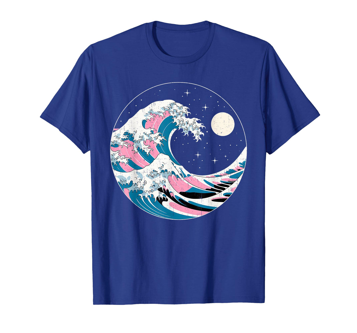 LGBTQ Pride Wave in Japanese Style Under Starry Night Moon T-Shirt