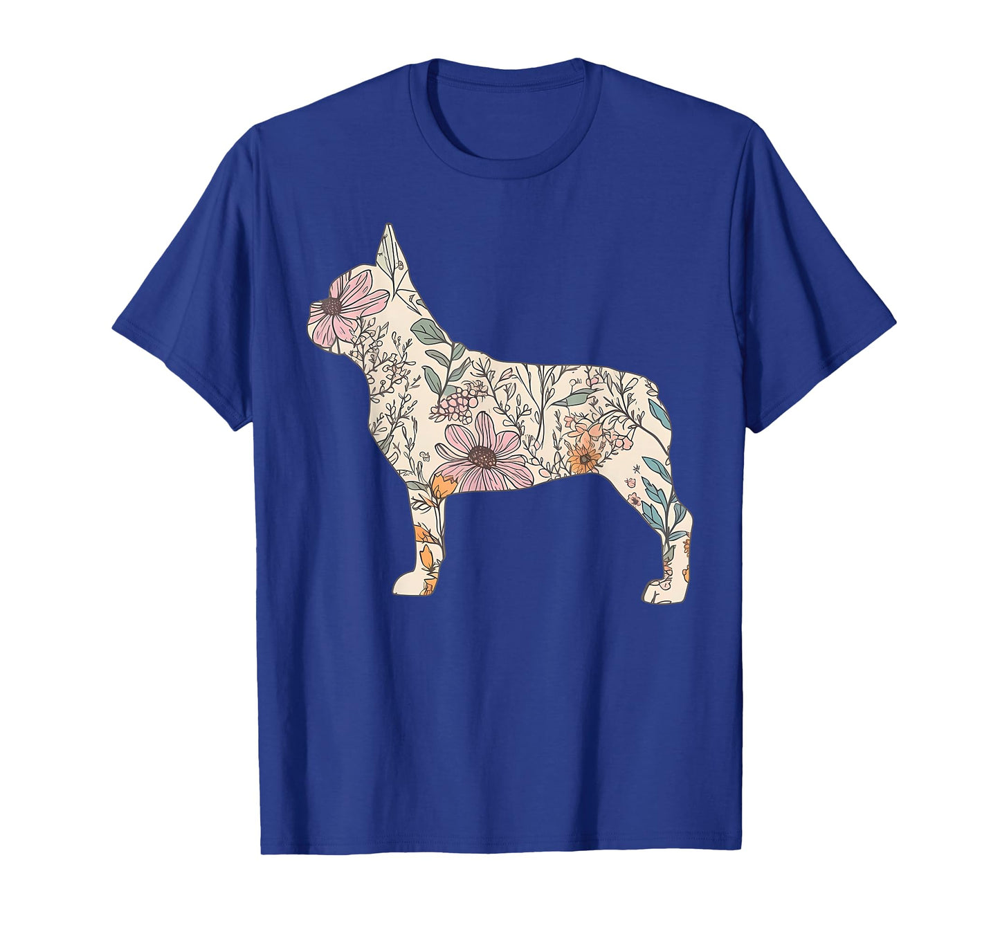 Floral French Dog Silhouette Dog Pet French Bulldog Flower T-Shirt for Men Women