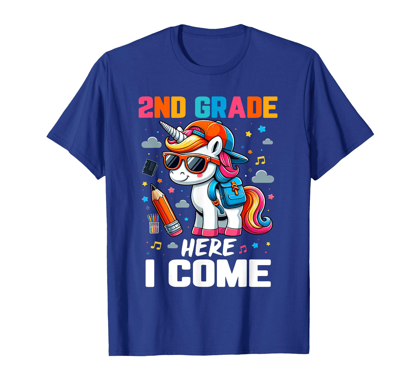 Second Grade Here I Come Unicorn Girls Kids Back To School T-Shirt